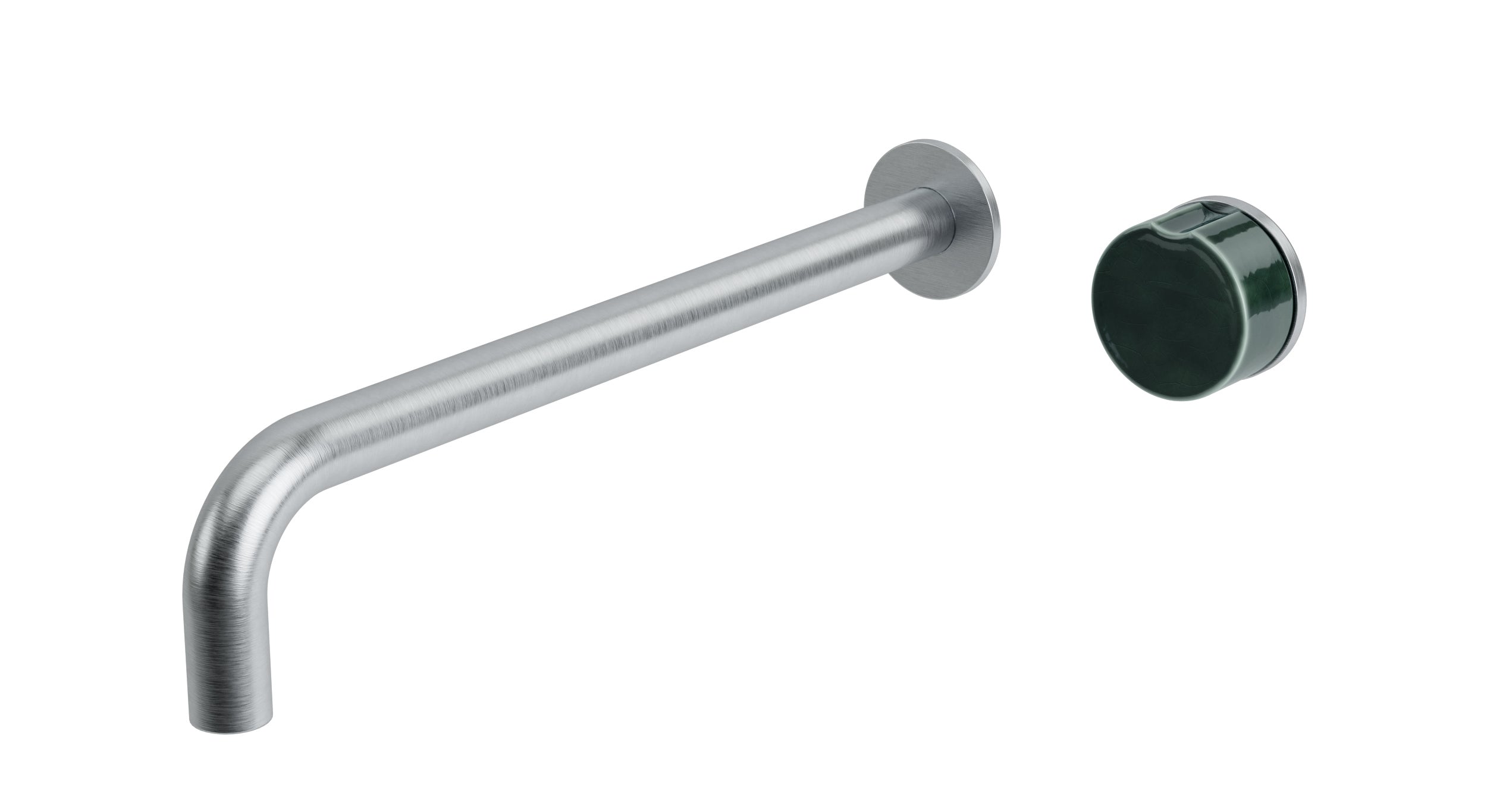 Foundry One Handle Wall Mount 12" Lavatory Faucet with Groove Ceramic Knob Handle in Satin Chrome