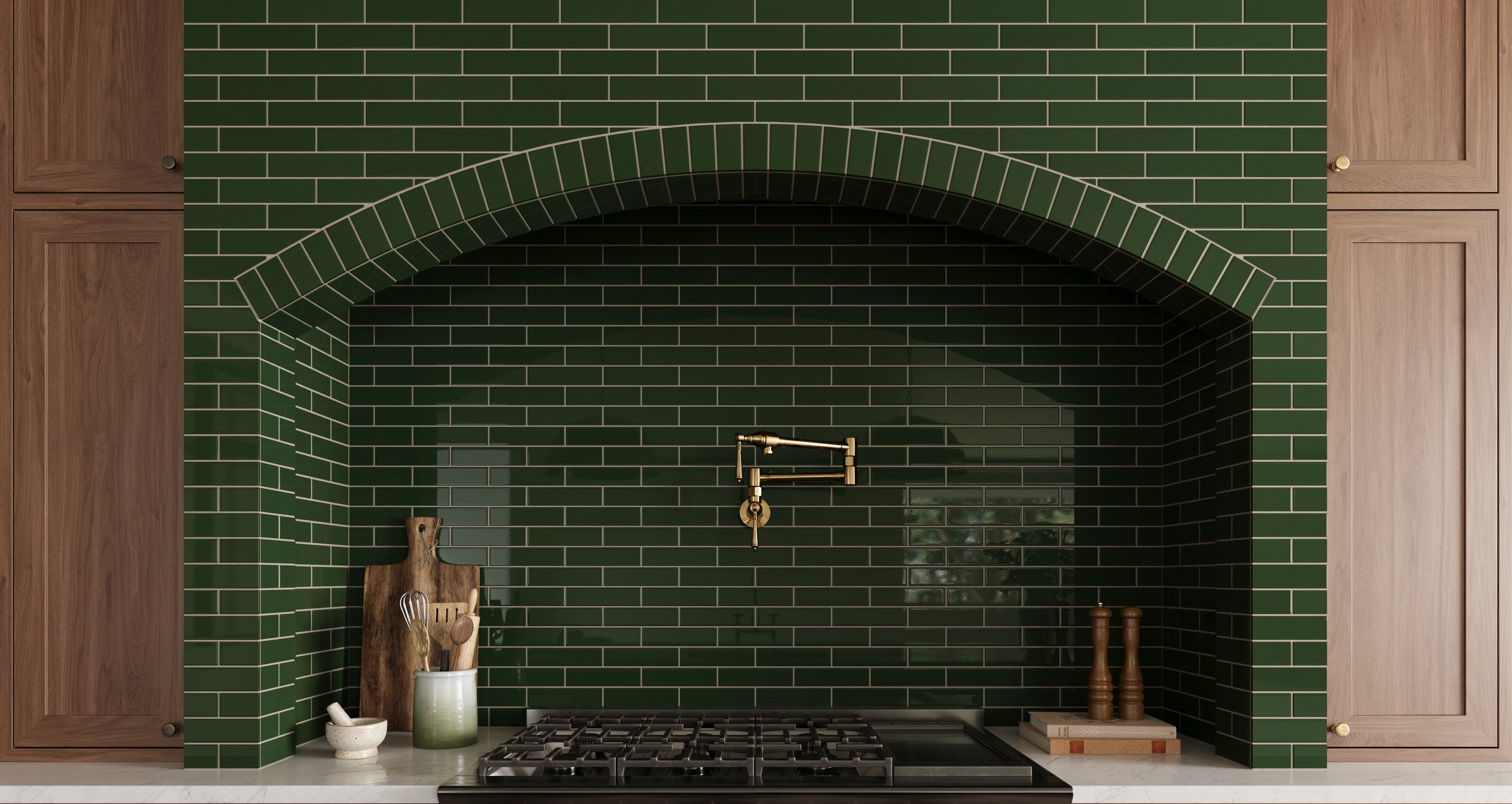 2x8 Original Ceramic Tile in Hunter Green Gloss