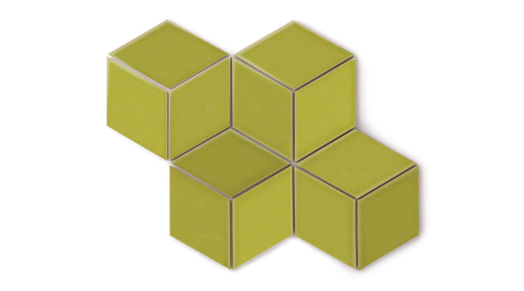 Large Diamond Original Ceramic Tile in Palm Tree Gloss