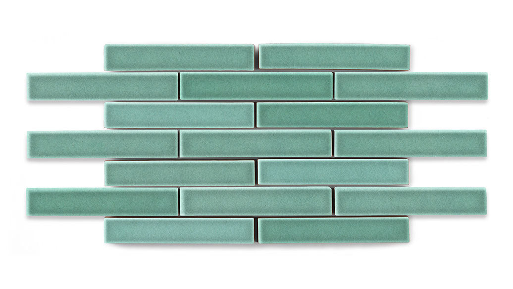 1x6 Half Offset Sheeted Original Ceramic Mosaic Tile in Amalfi Coast Gloss