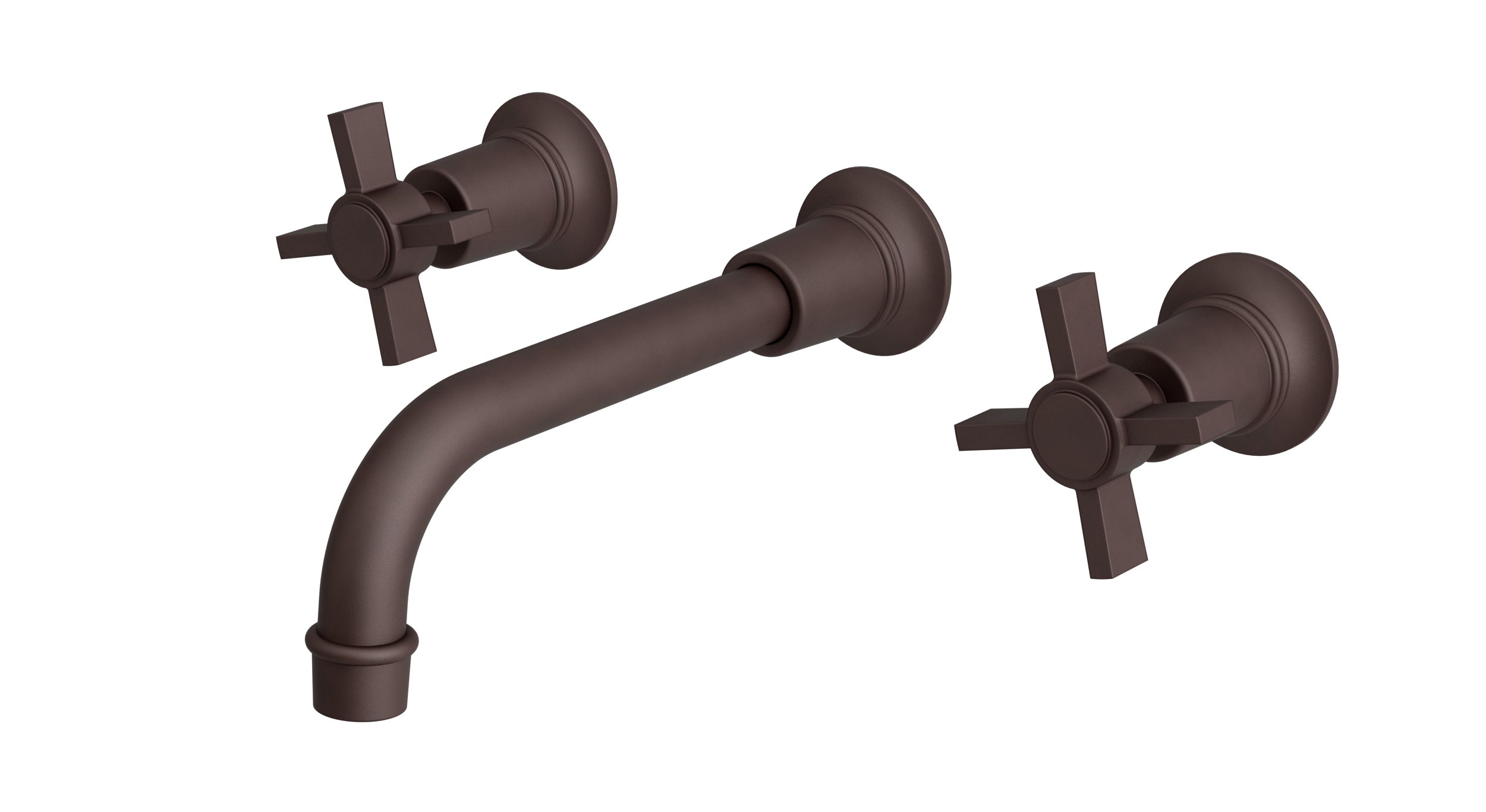 Emerson Two Handle Wall Mount 8.25" Lavatory Faucet with Defined Cross Handles in Architectural Copper