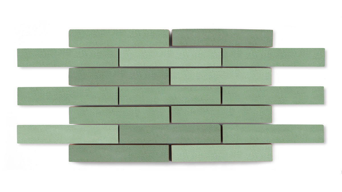 Half Offset Pattern Sea Green 1x6 Half Offset Sheeted Matte Original Ceramic Tile