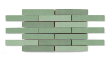 1x6 Half Offset Sheeted Original Ceramic Mosaic Tile in Sea Green Matte