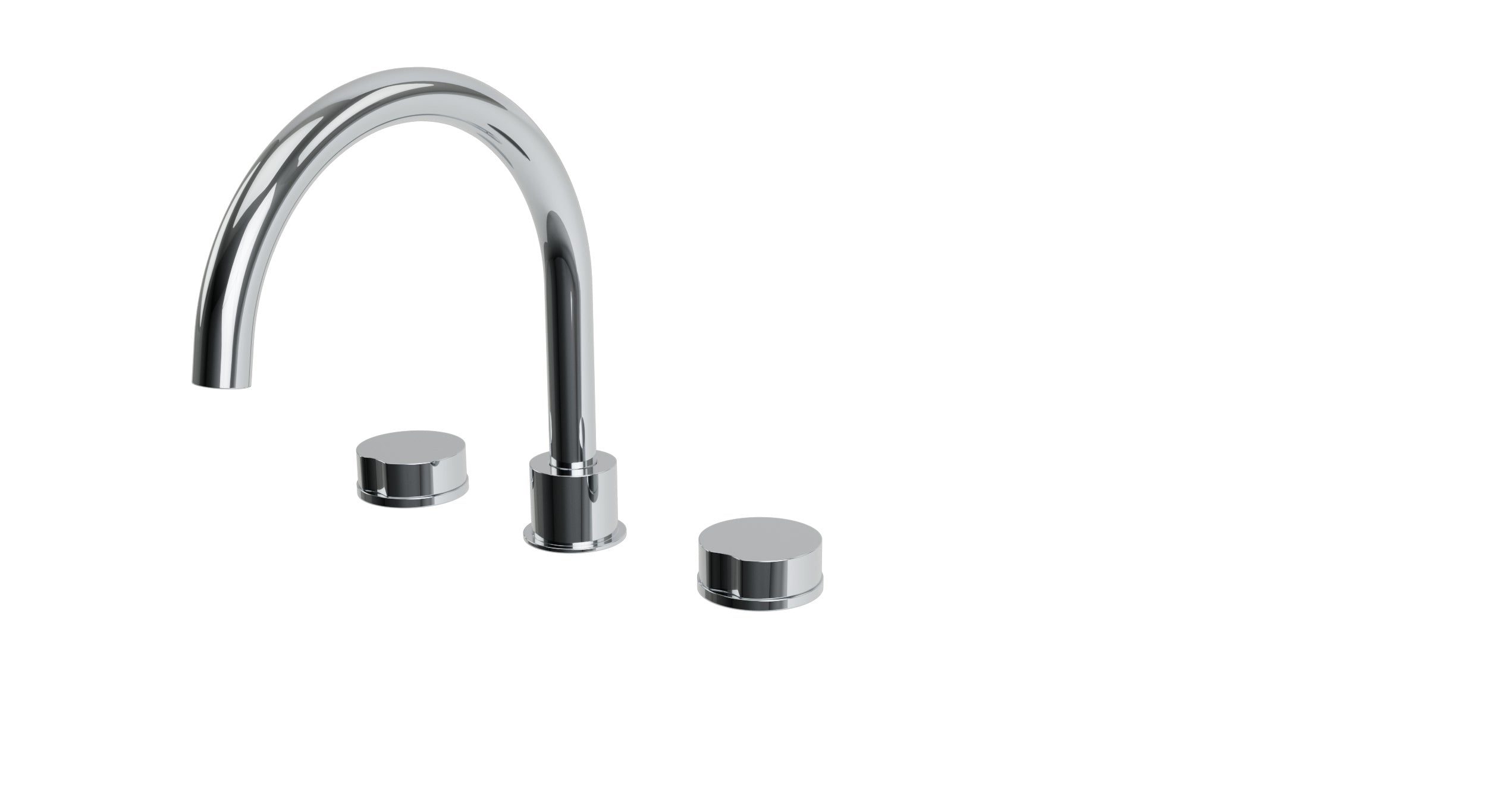Foundry Two Handle Deck Mount Gooseneck Bath Trim with Barrel Knob Handles
