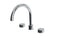 Foundry Two Handle Deck Mount Gooseneck Bath Trim with Barrel Knob Handles in Polished Chrome