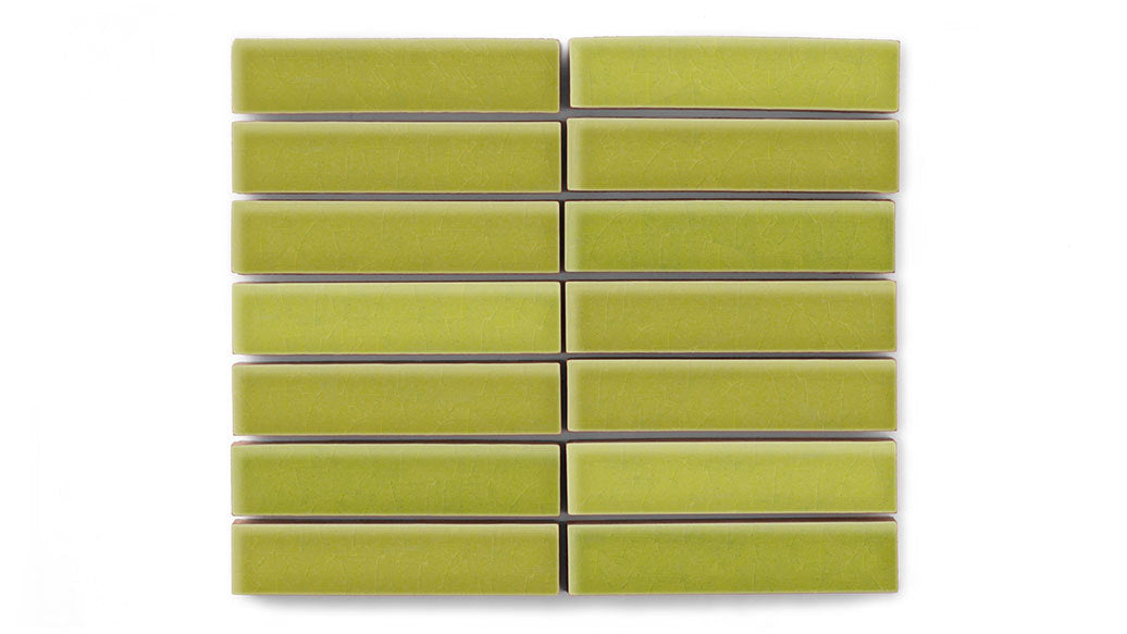 1x4 Straight Set Sheeted Original Ceramic Mosaic Tile in Palm Tree Gloss