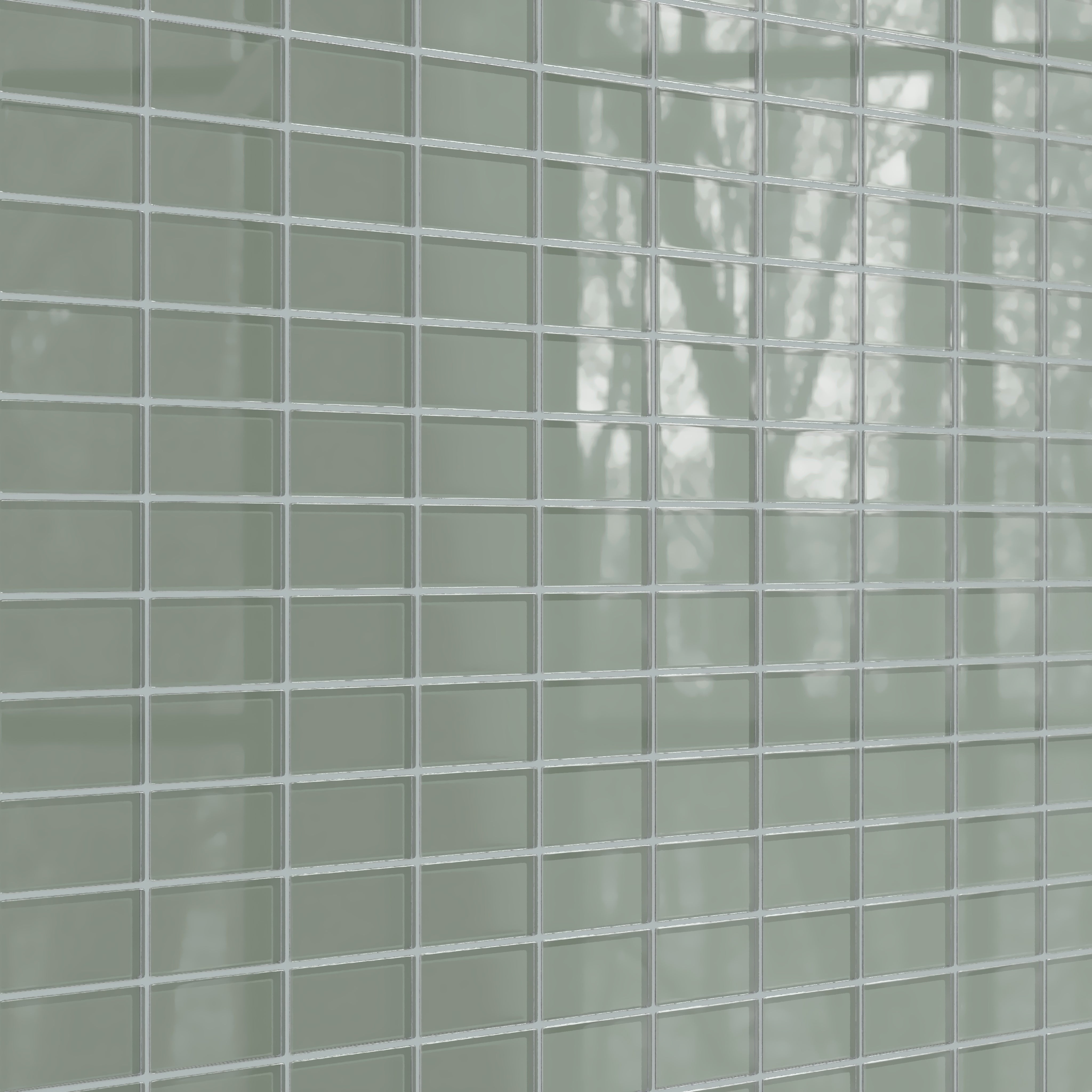 2x4 Straight Set Sheeted Glass Mosaic Tile in Hummingbird Gloss
