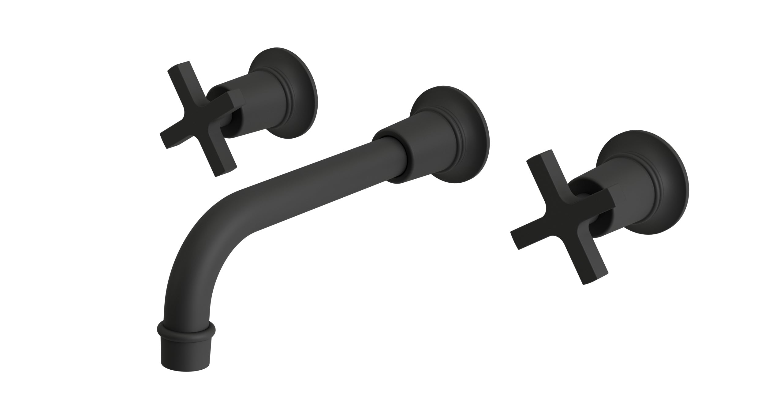 Emerson Two Handle Wall Mount 8.25" Lavatory Faucet with Classic Cross Handles in Matte Black