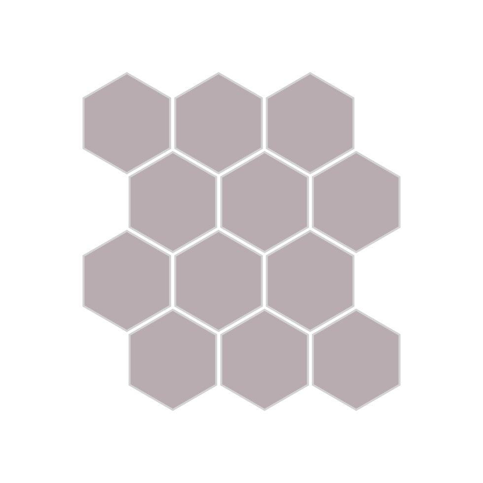 2" Hexagon Sheeted Original Ceramic Mosaic Tile in Dust Storm Matte