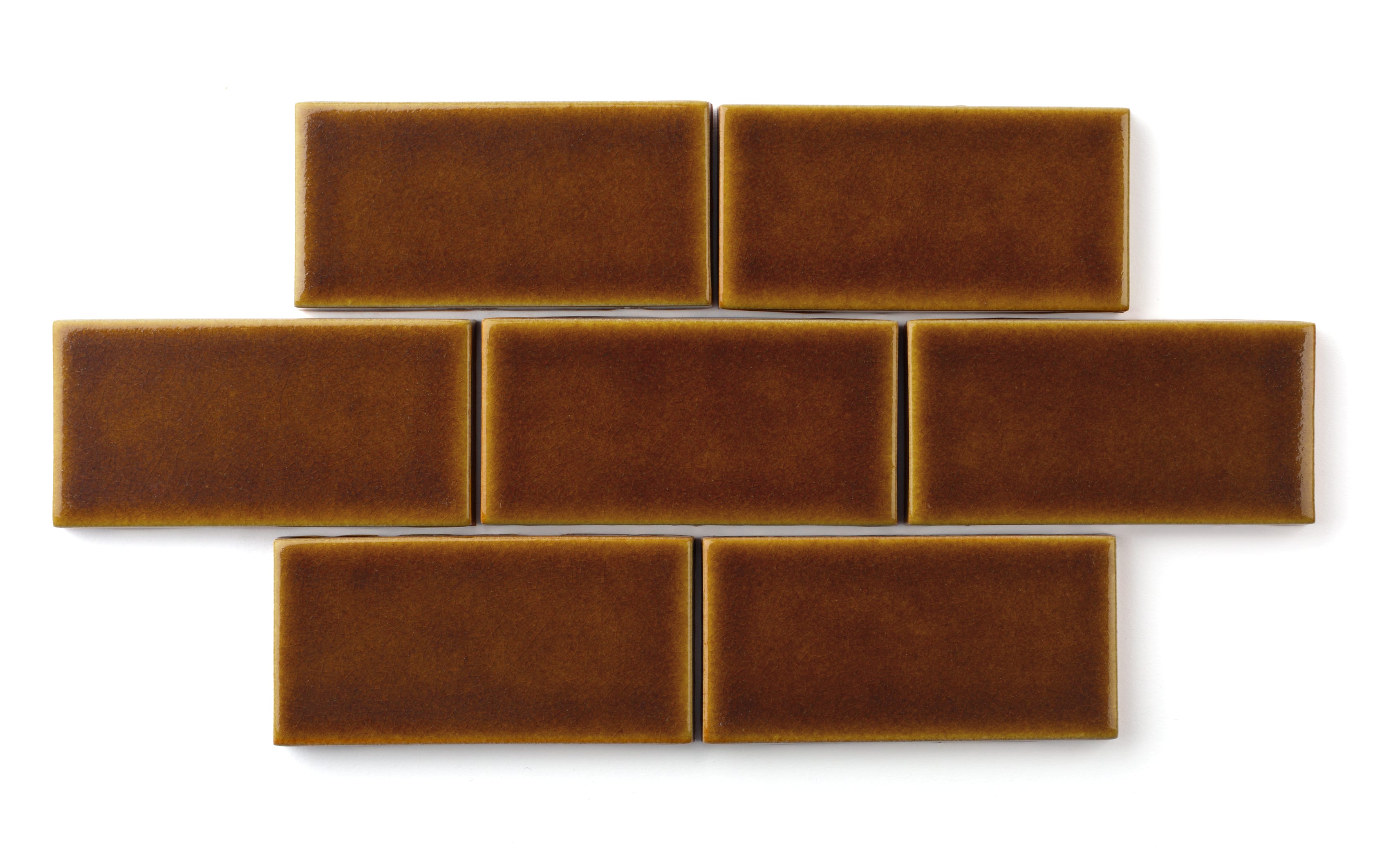 2x4 Straight Set Sheeted Original Ceramic Mosaic Tile in Amber
