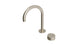 Foundry One Handle Deck Mount Gooseneck Lavatory Faucet with Barrel Knob Handle in Satin Nickel