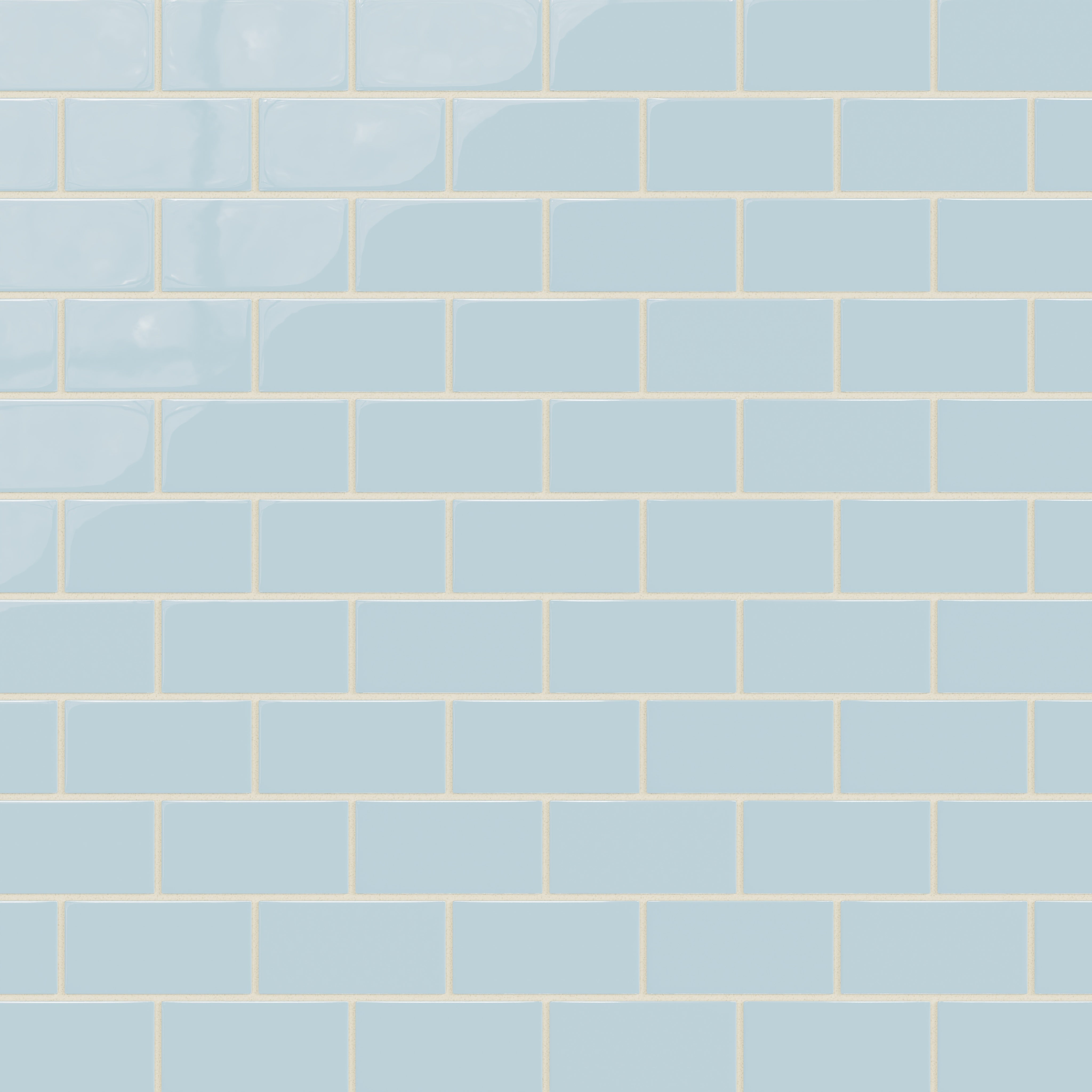 2x4 Half Offset Sheeted Natural Press Ceramic Mosaic Tile in Egyptian Blue Gloss