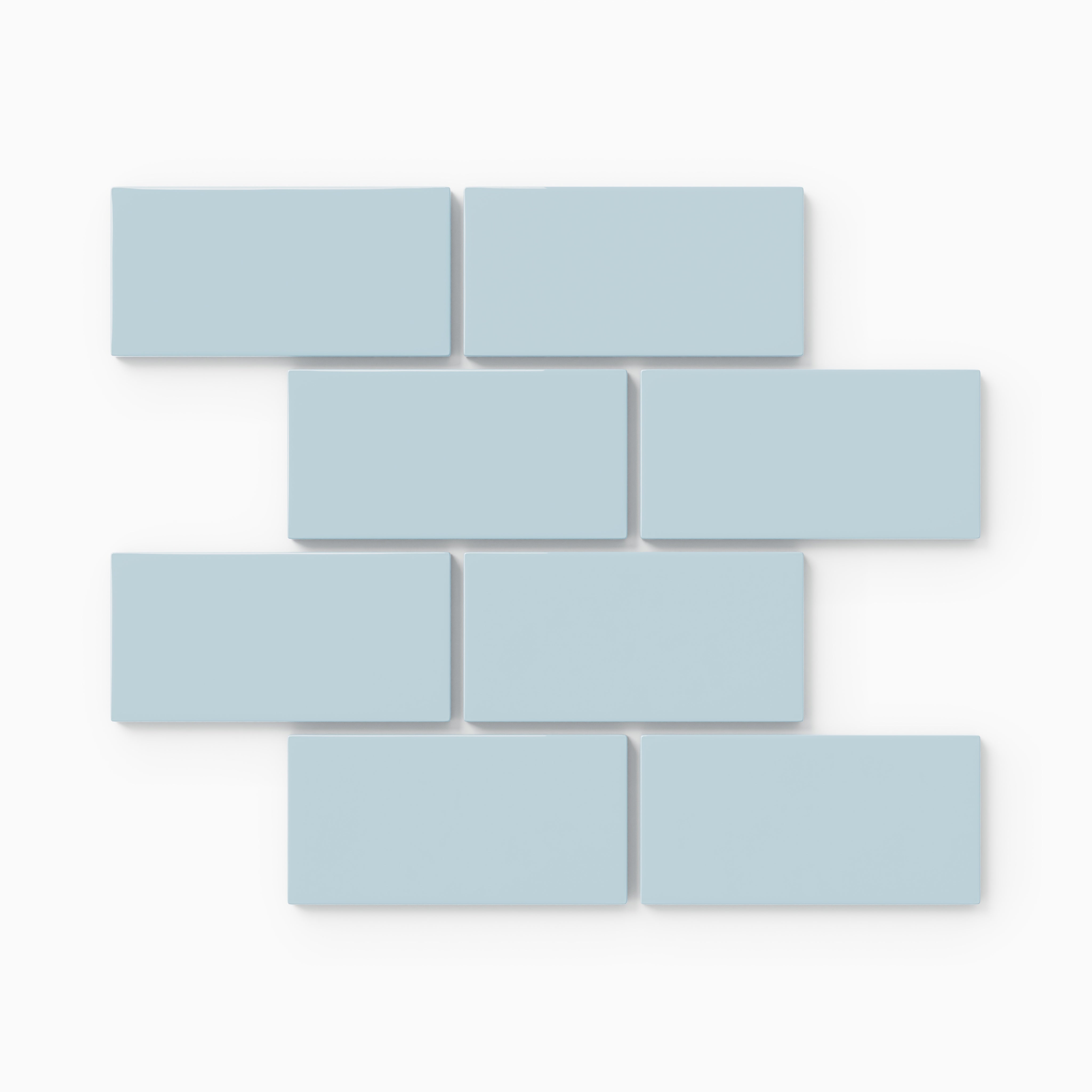 2x4 Half Offset Sheeted Natural Press Ceramic Mosaic Tile in Egyptian Blue Gloss