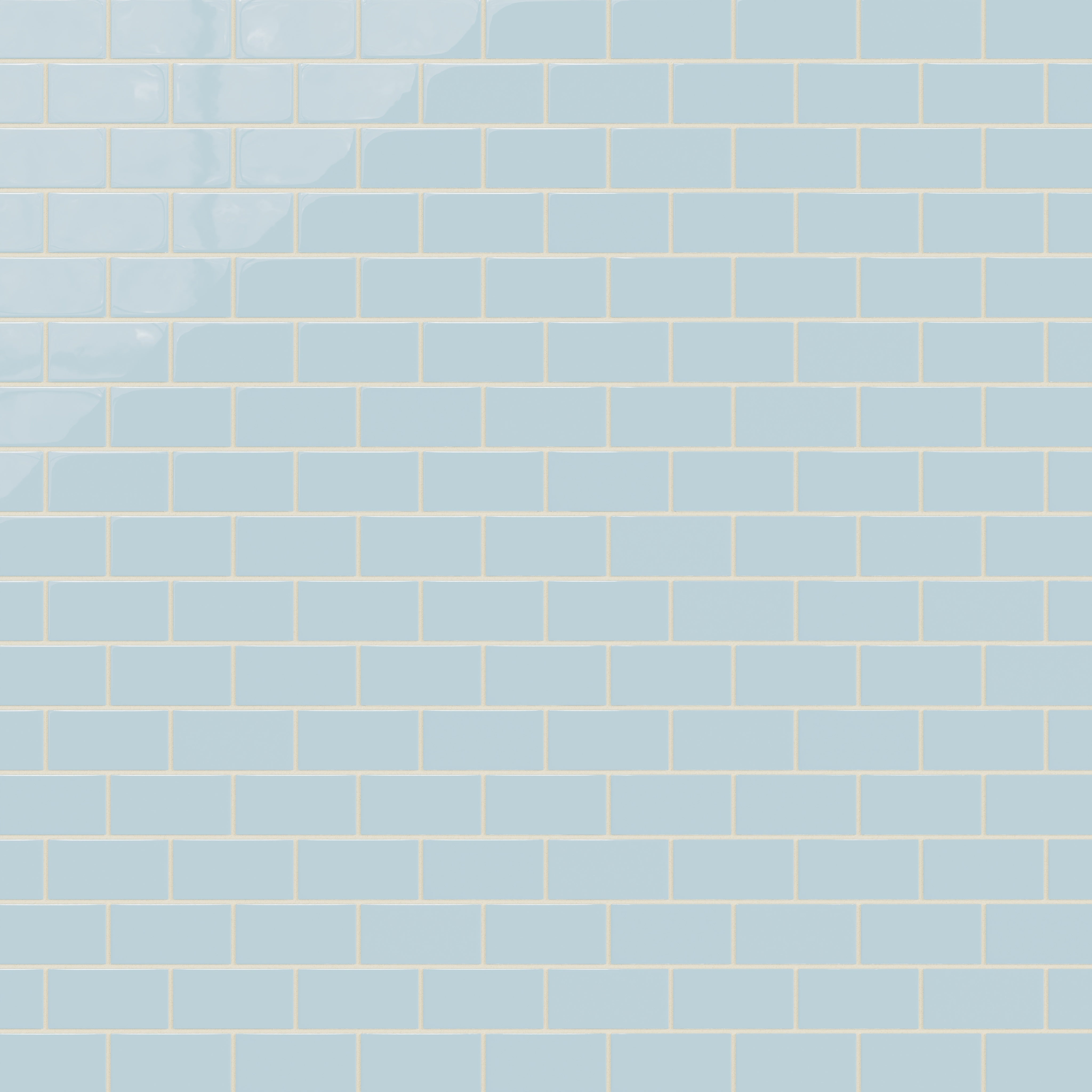2x4 Half Offset Sheeted Natural Press Ceramic Mosaic Tile in Egyptian Blue Gloss