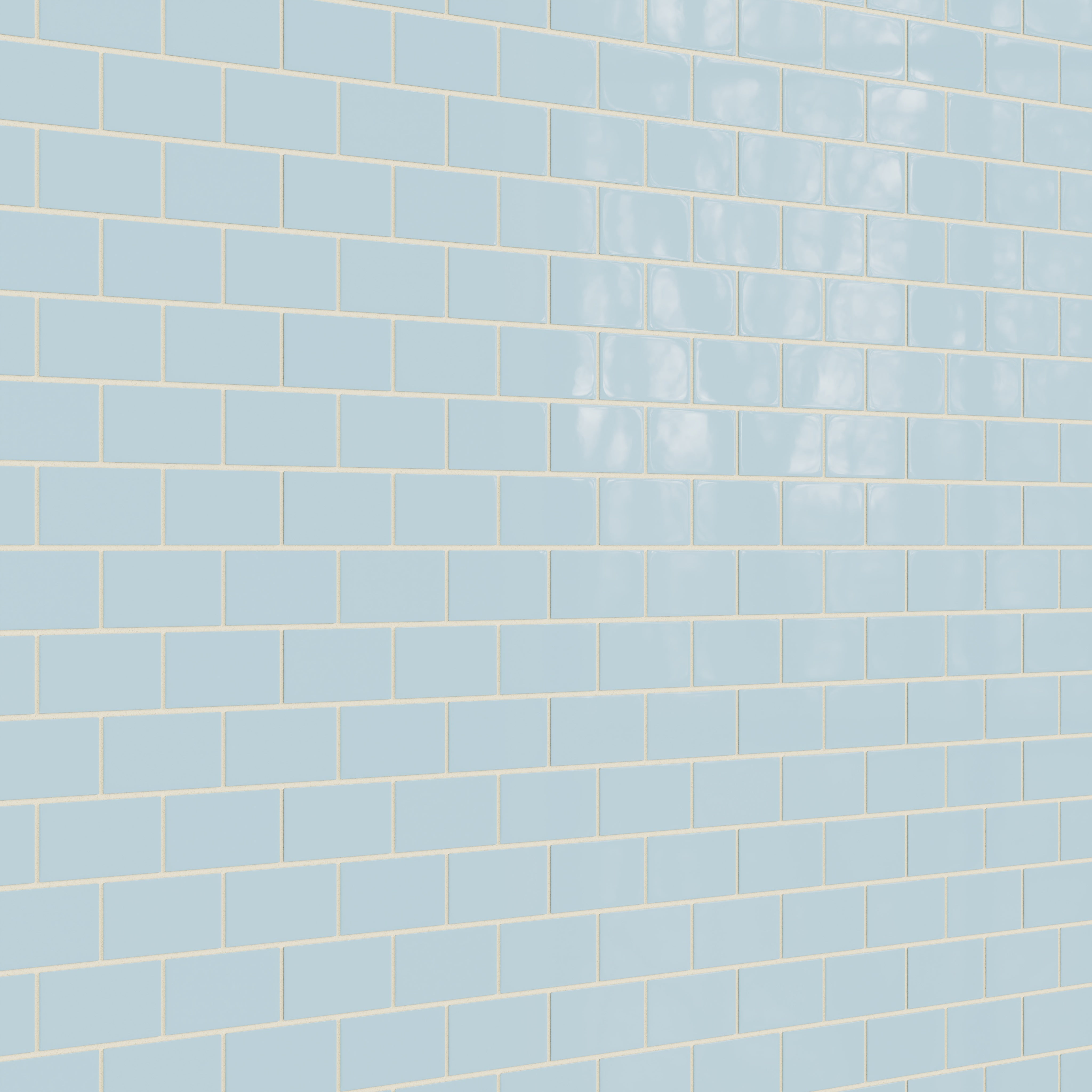 2x4 Half Offset Sheeted Natural Press Ceramic Mosaic Tile in Egyptian Blue Gloss