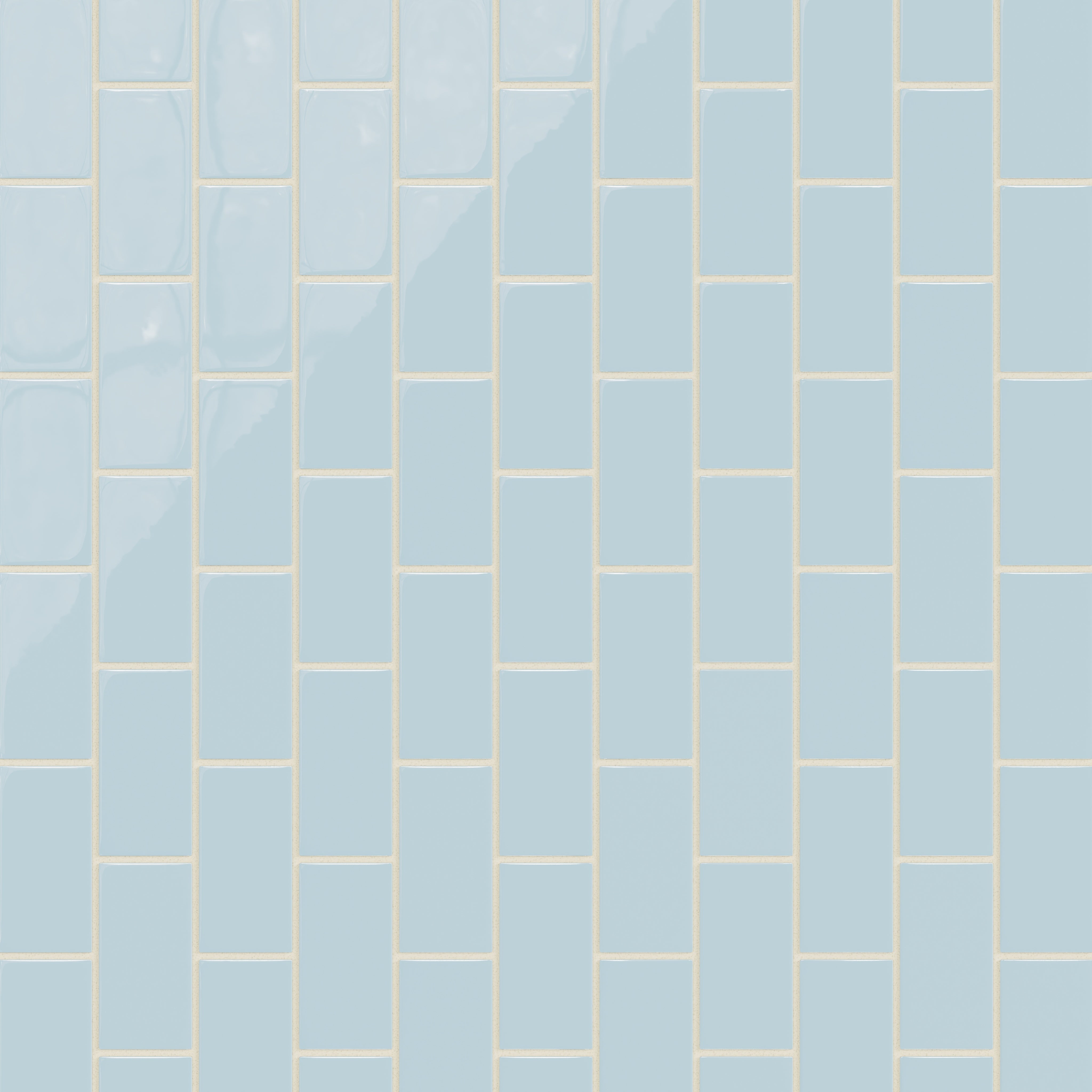 2x4 Half Offset Sheeted Natural Press Ceramic Mosaic Tile in Egyptian Blue Gloss