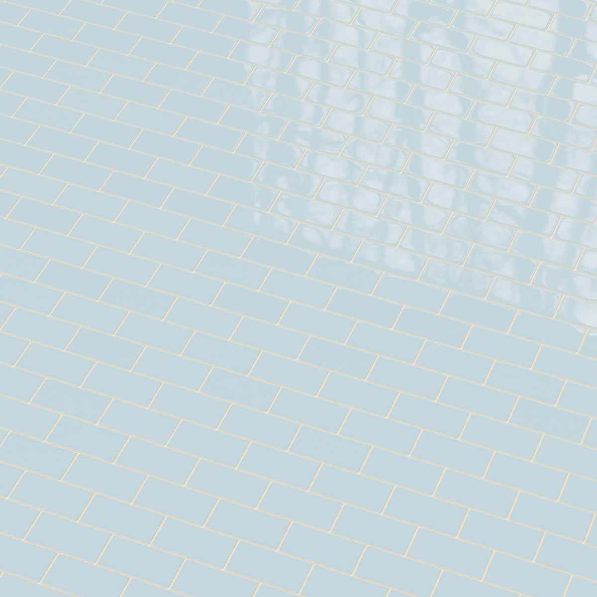 2x4 Half Offset Sheeted Natural Press Ceramic Mosaic Tile in Egyptian Blue Gloss