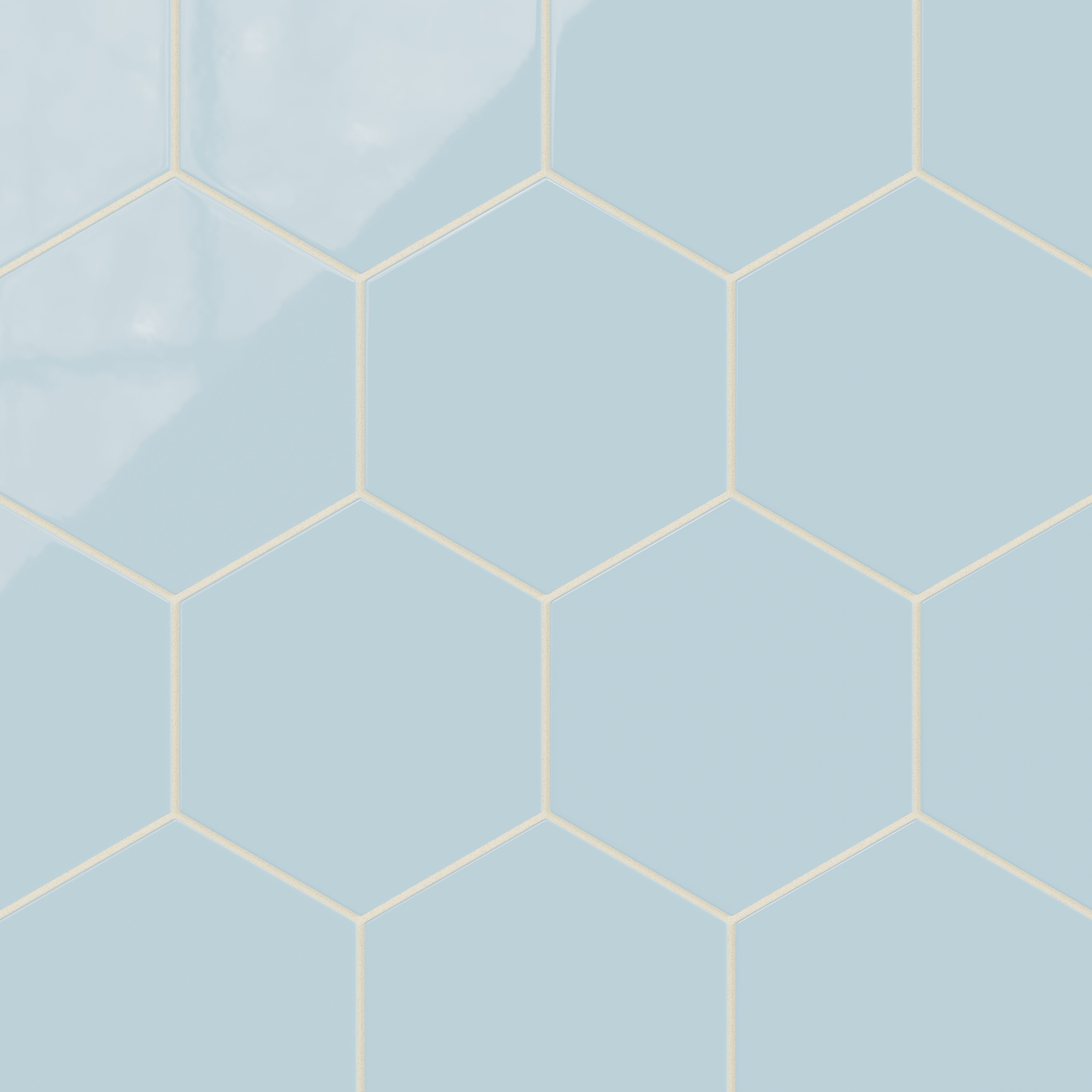 8" Hexagon Natural Press Ceramic Tile in Egyptian Blue Gloss