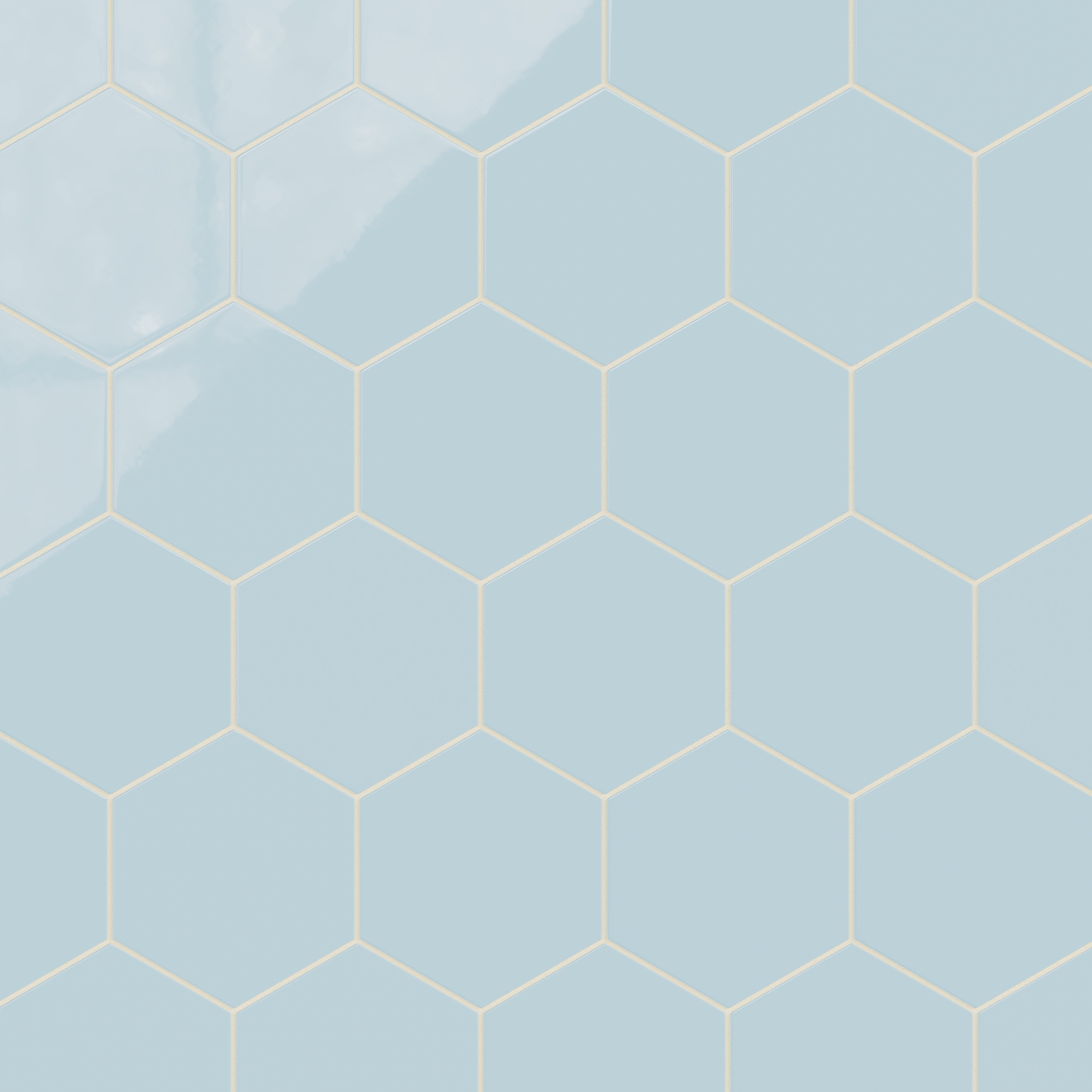 8" Hexagon Natural Press Ceramic Tile in Egyptian Blue Gloss
