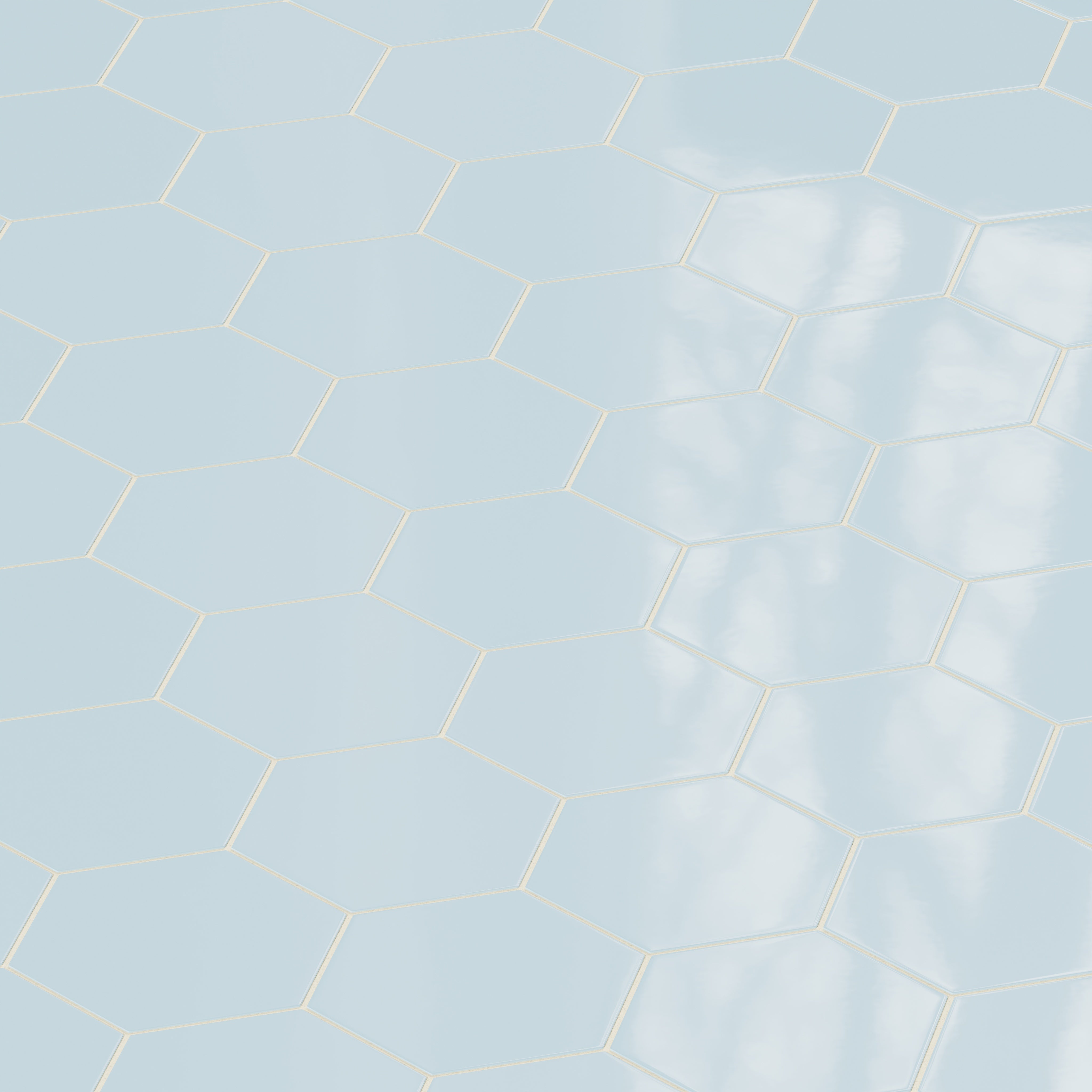 8" Hexagon Natural Press Ceramic Tile in Egyptian Blue Gloss
