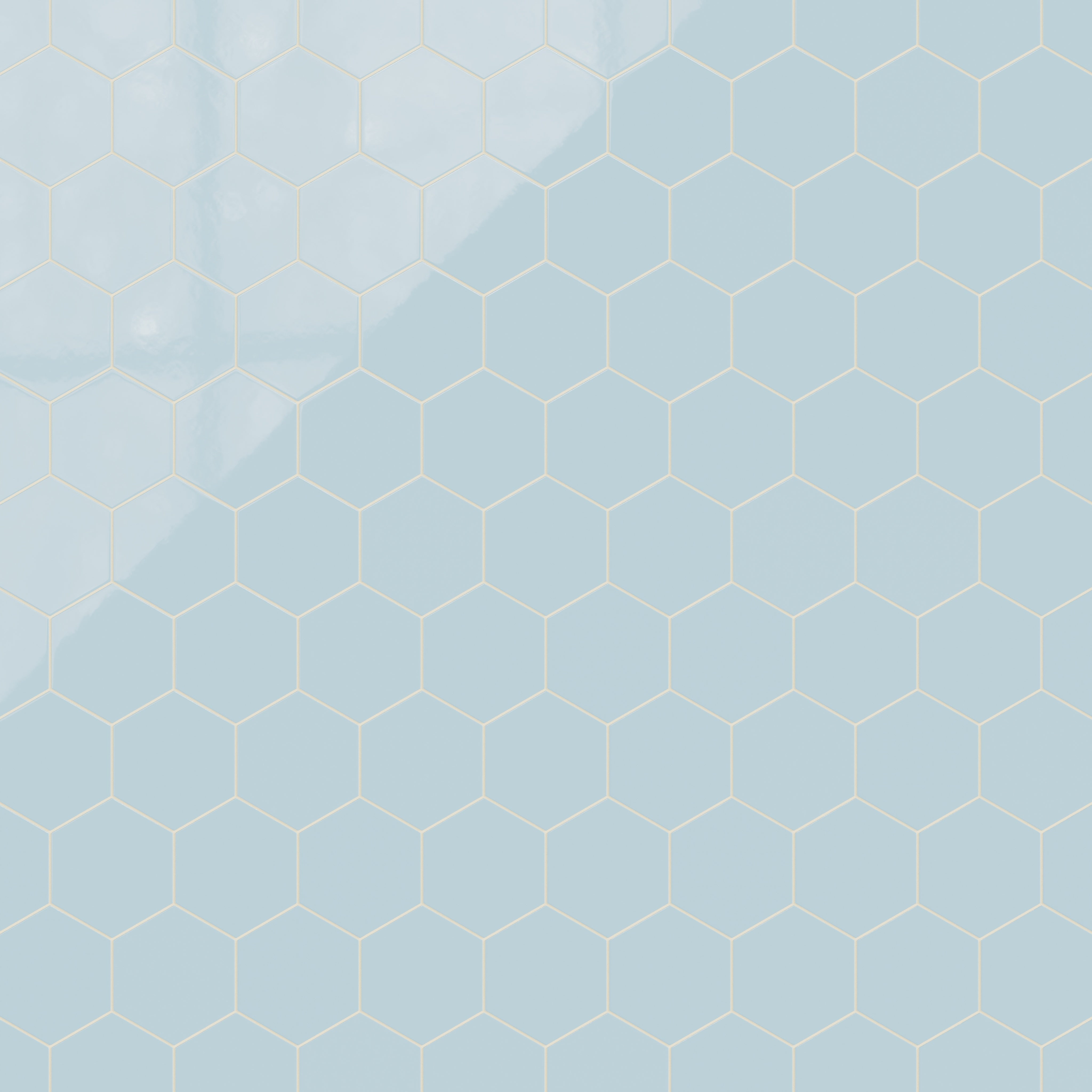 8" Hexagon Natural Press Ceramic Tile in Egyptian Blue Gloss