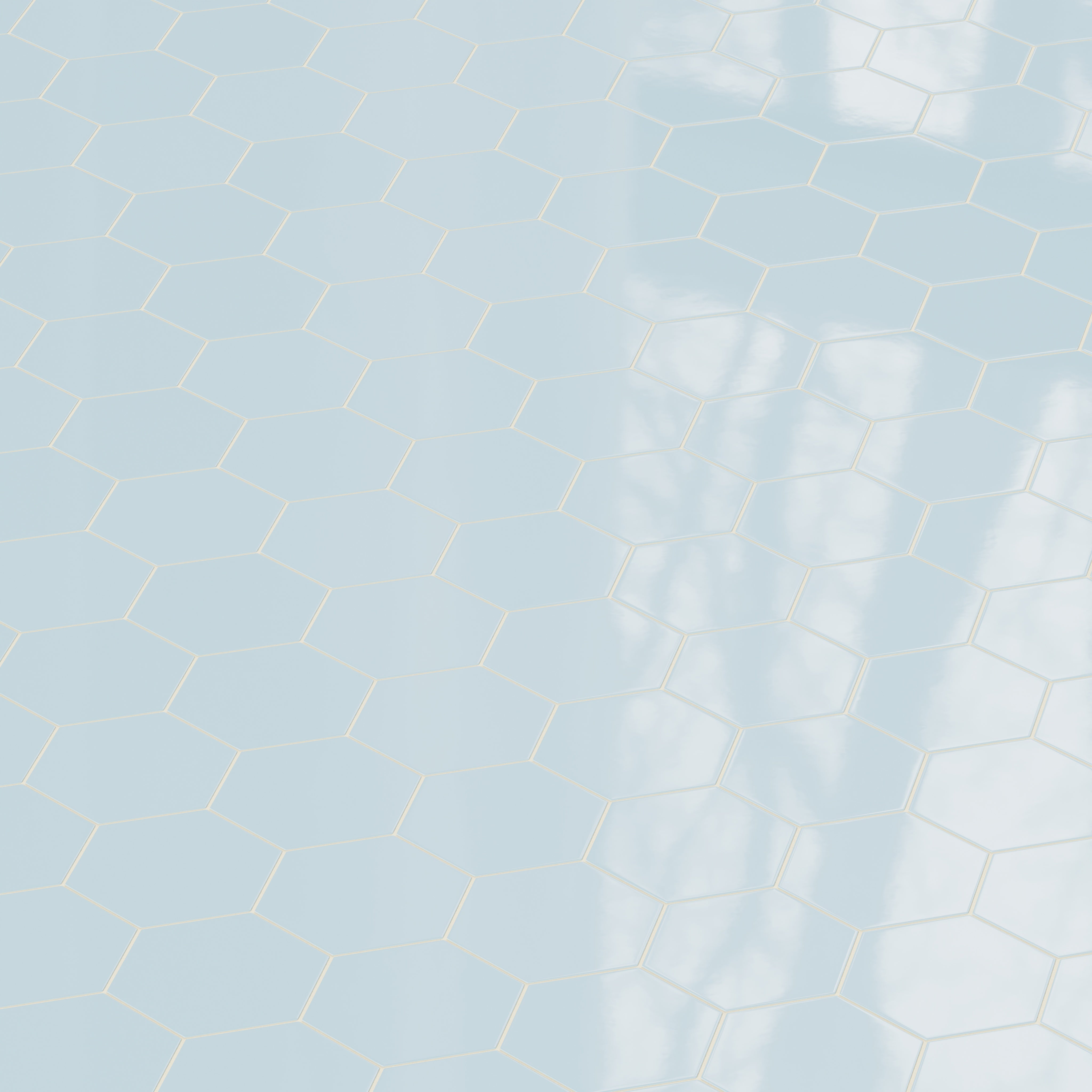 8" Hexagon Natural Press Ceramic Tile in Egyptian Blue Gloss