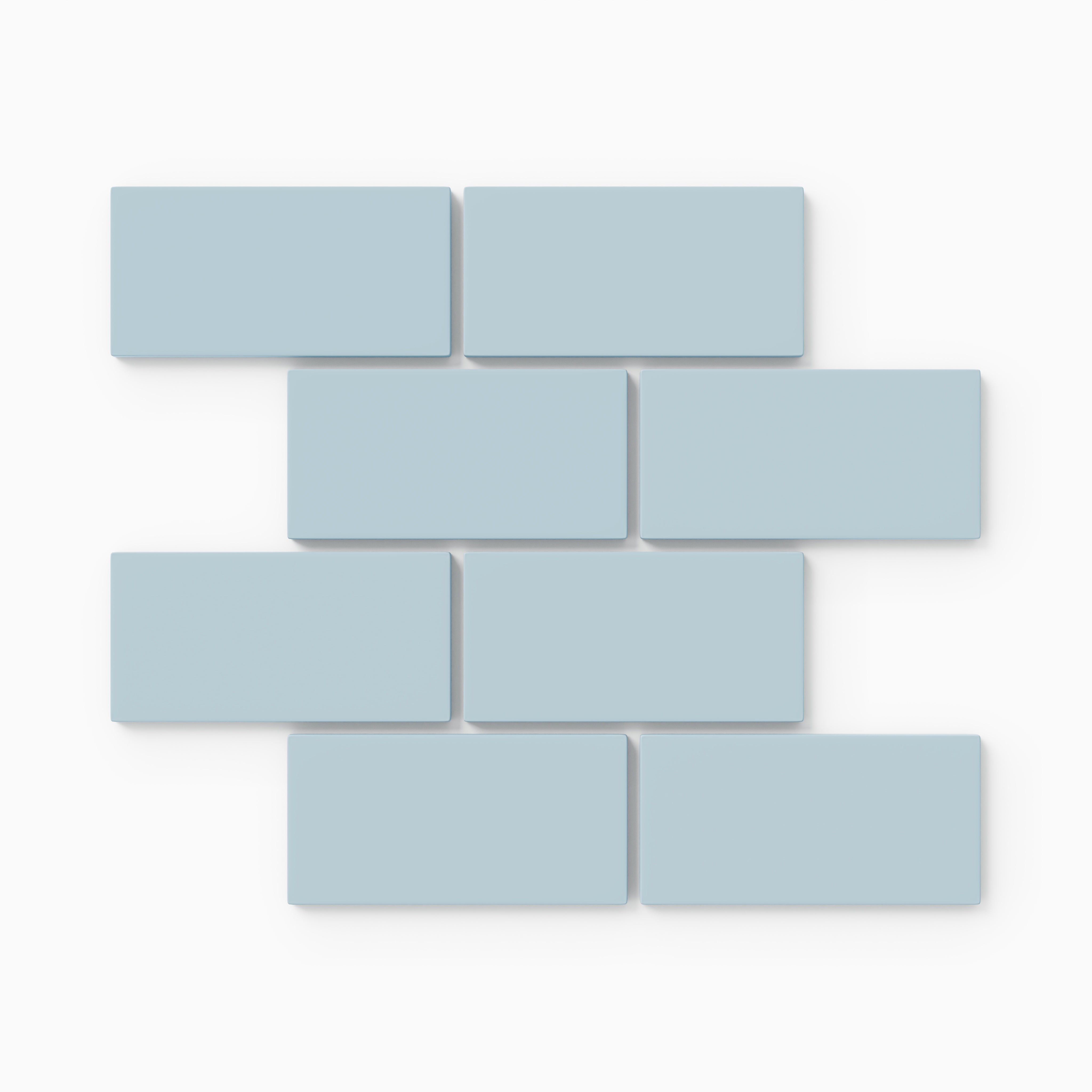 2x4 Half Offset Sheeted Natural Press Ceramic Mosaic Tile in Egyptian Blue Matte