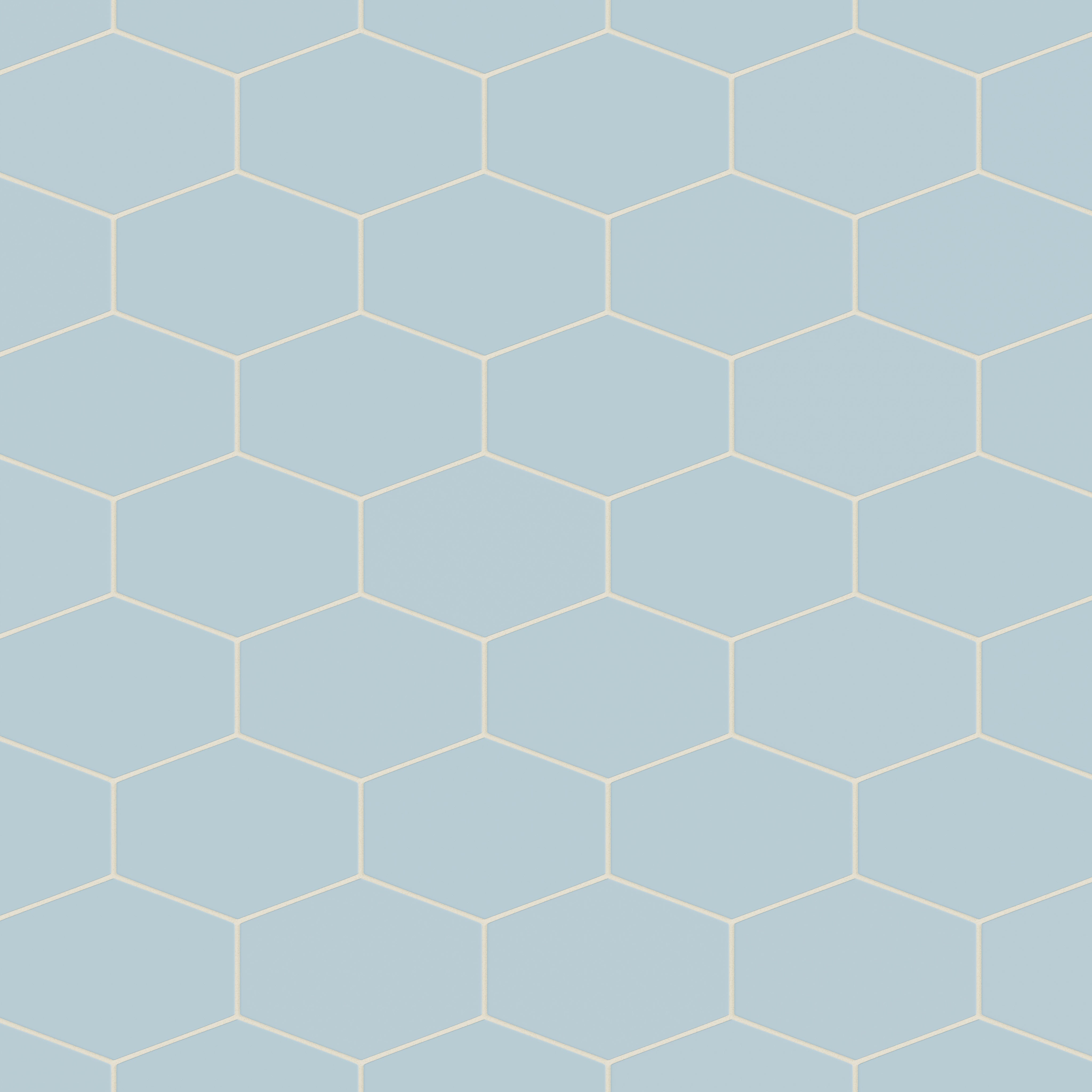 Elongated Hexagon Natural Press Ceramic Tile in Egyptian Blue Matte