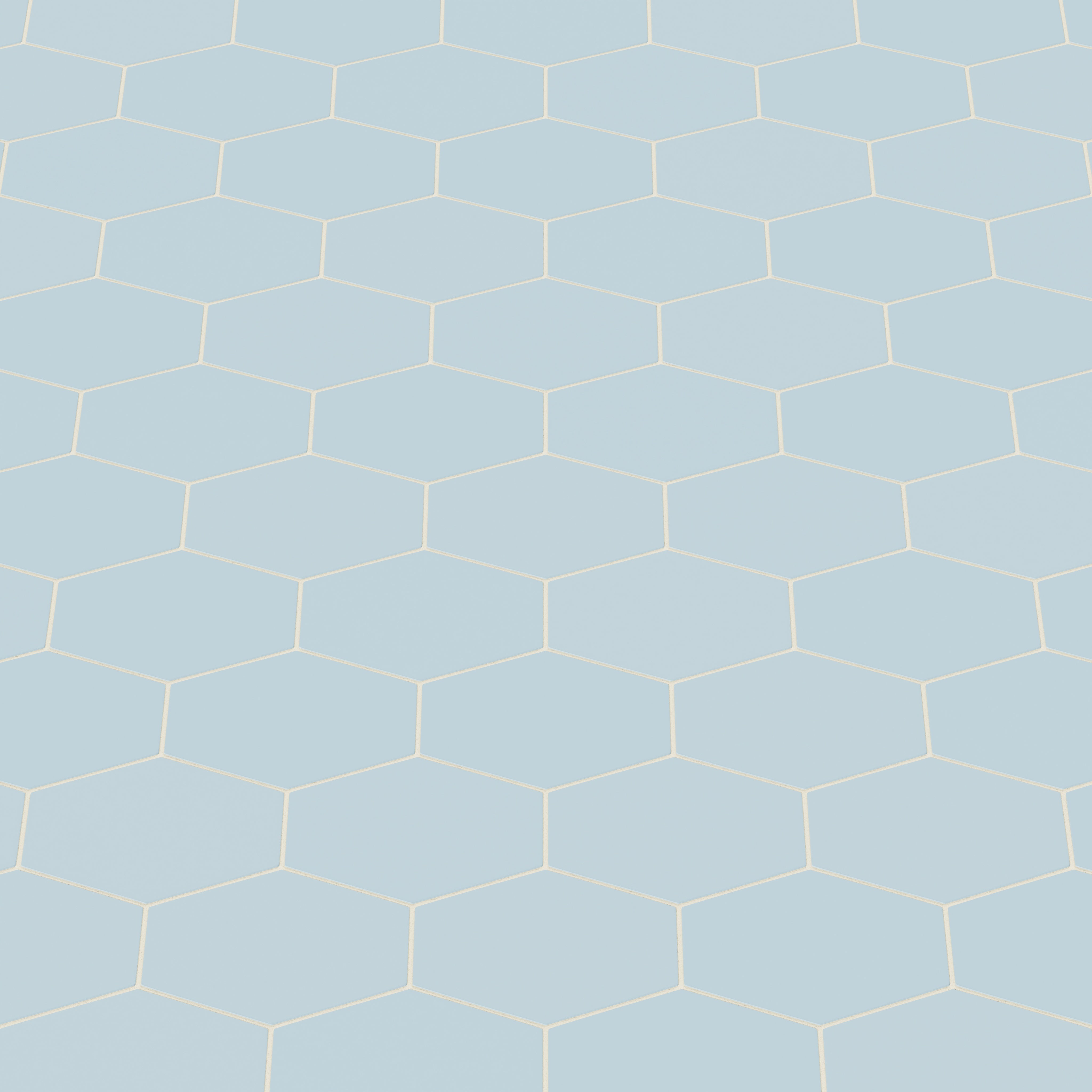 Elongated Hexagon Natural Press Ceramic Tile in Egyptian Blue Matte