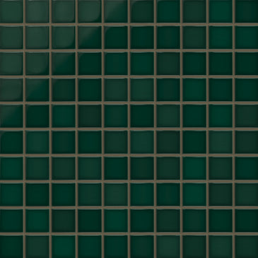 2x2 Straight Set Sheeted Original Ceramic Mosaic Tile in Evergreen Gloss