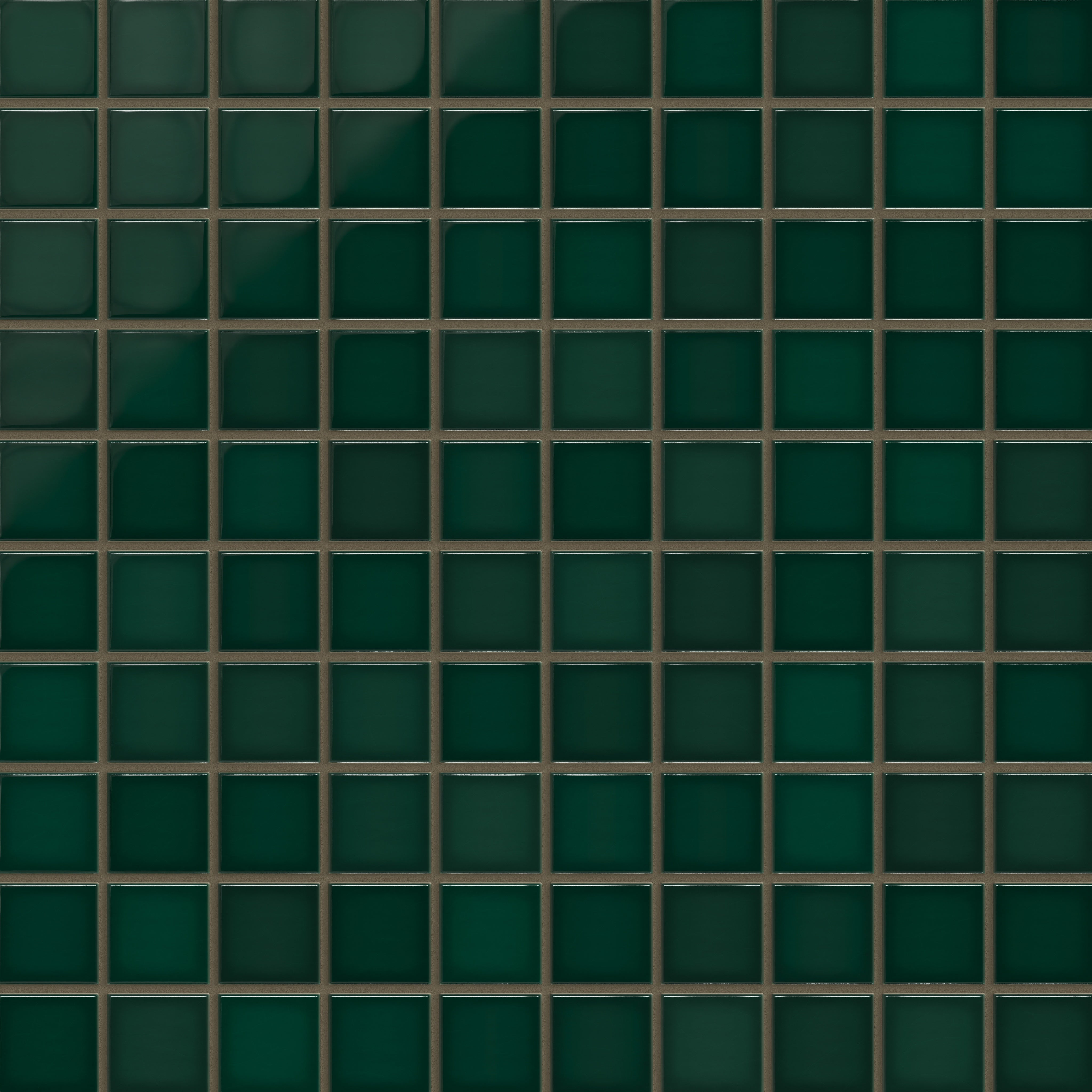 2x2 Straight Set Sheeted Original Ceramic Mosaic Tile in Evergreen Gloss