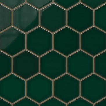 6" Hexagon Original Ceramic Tile in Evergreen Gloss