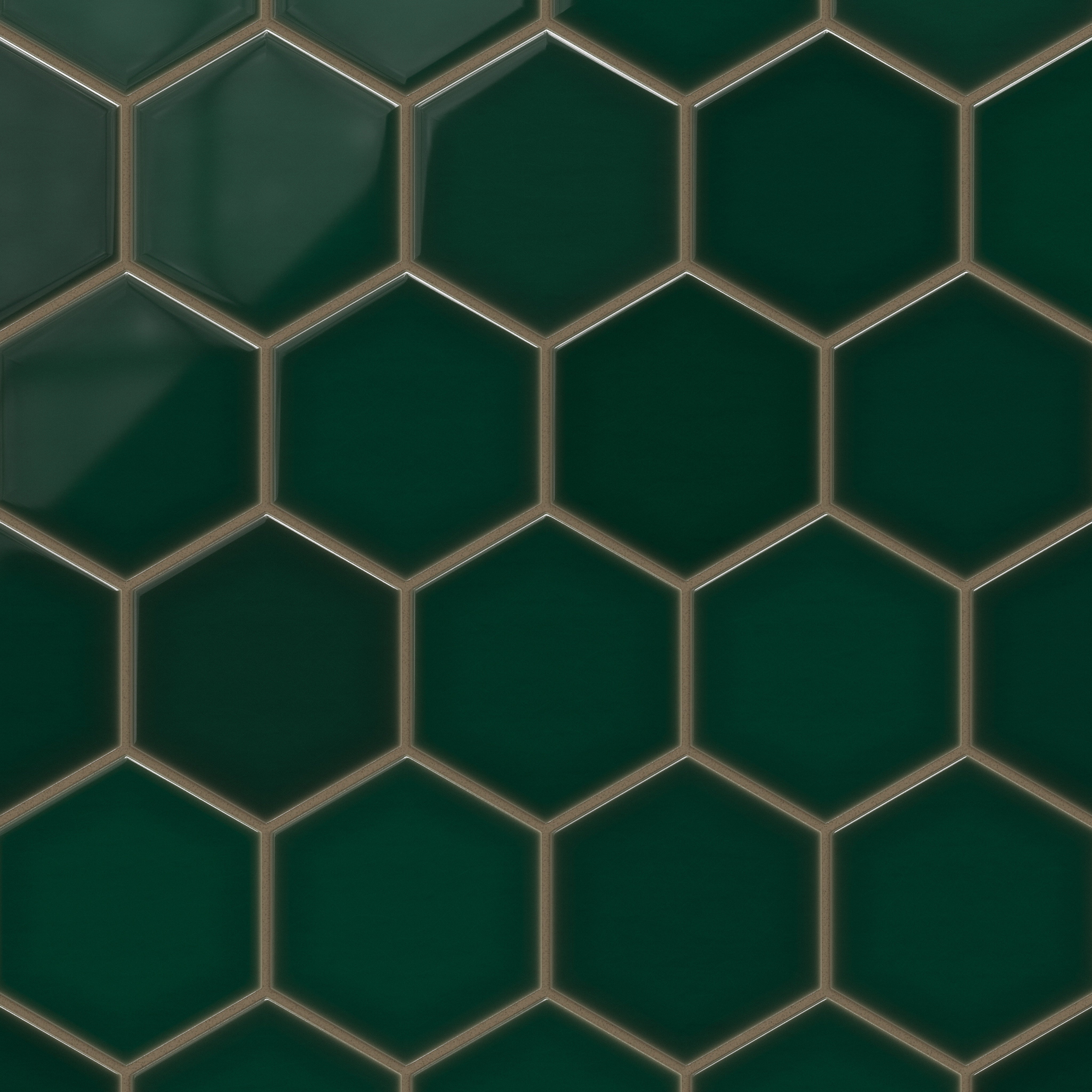 6" Hexagon Original Ceramic Tile in Evergreen Gloss