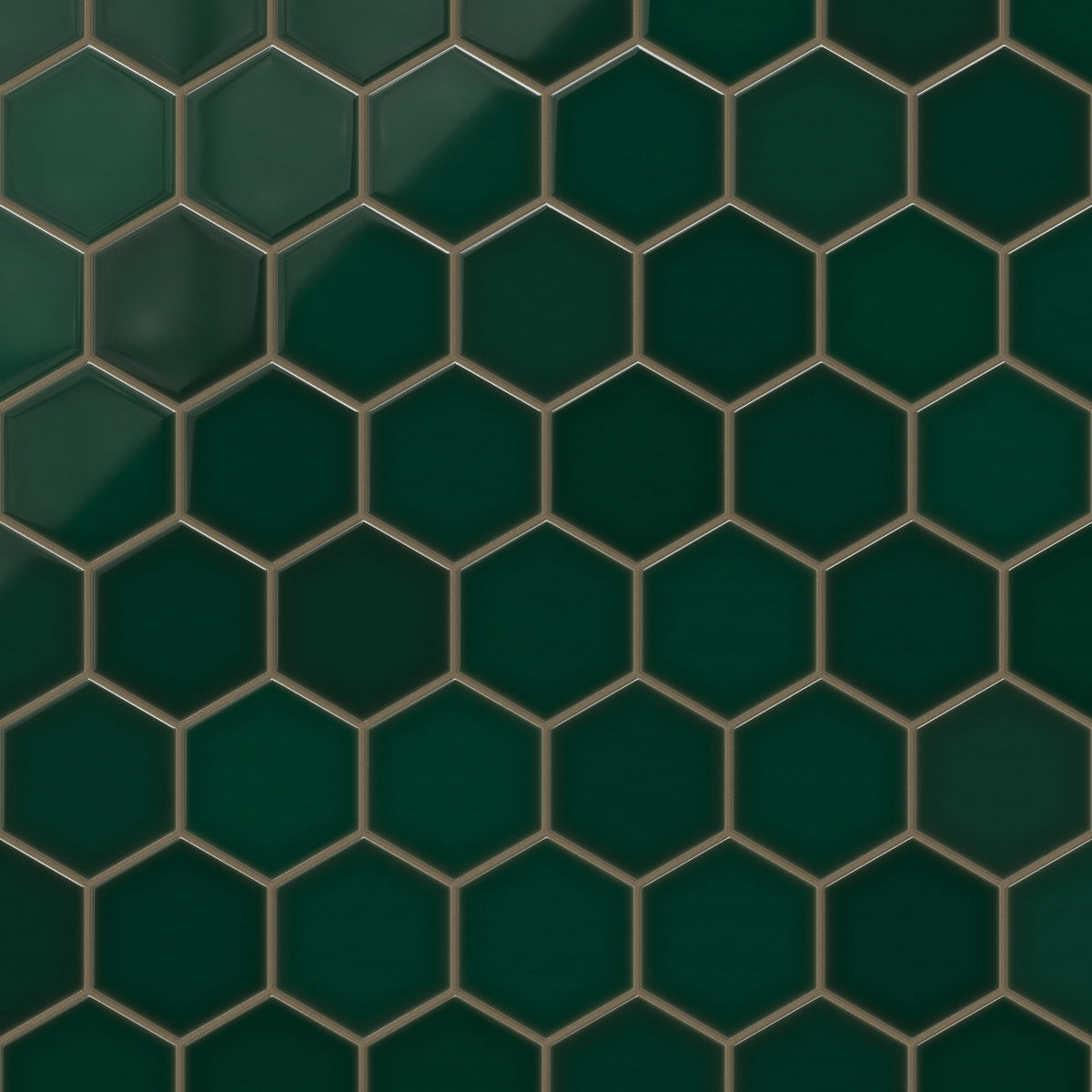6" Hexagon Original Ceramic Tile in Evergreen Gloss