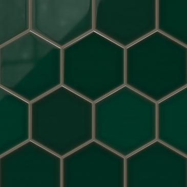 8" Hexagon Original Ceramic Tile in Evergreen Gloss