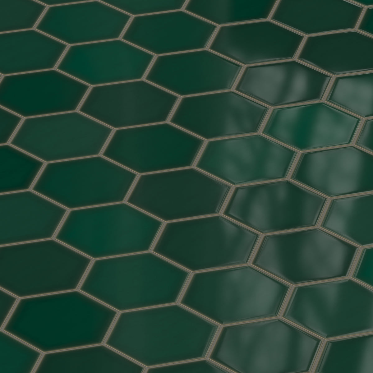 8" Hexagon Original Ceramic Tile in Evergreen Gloss