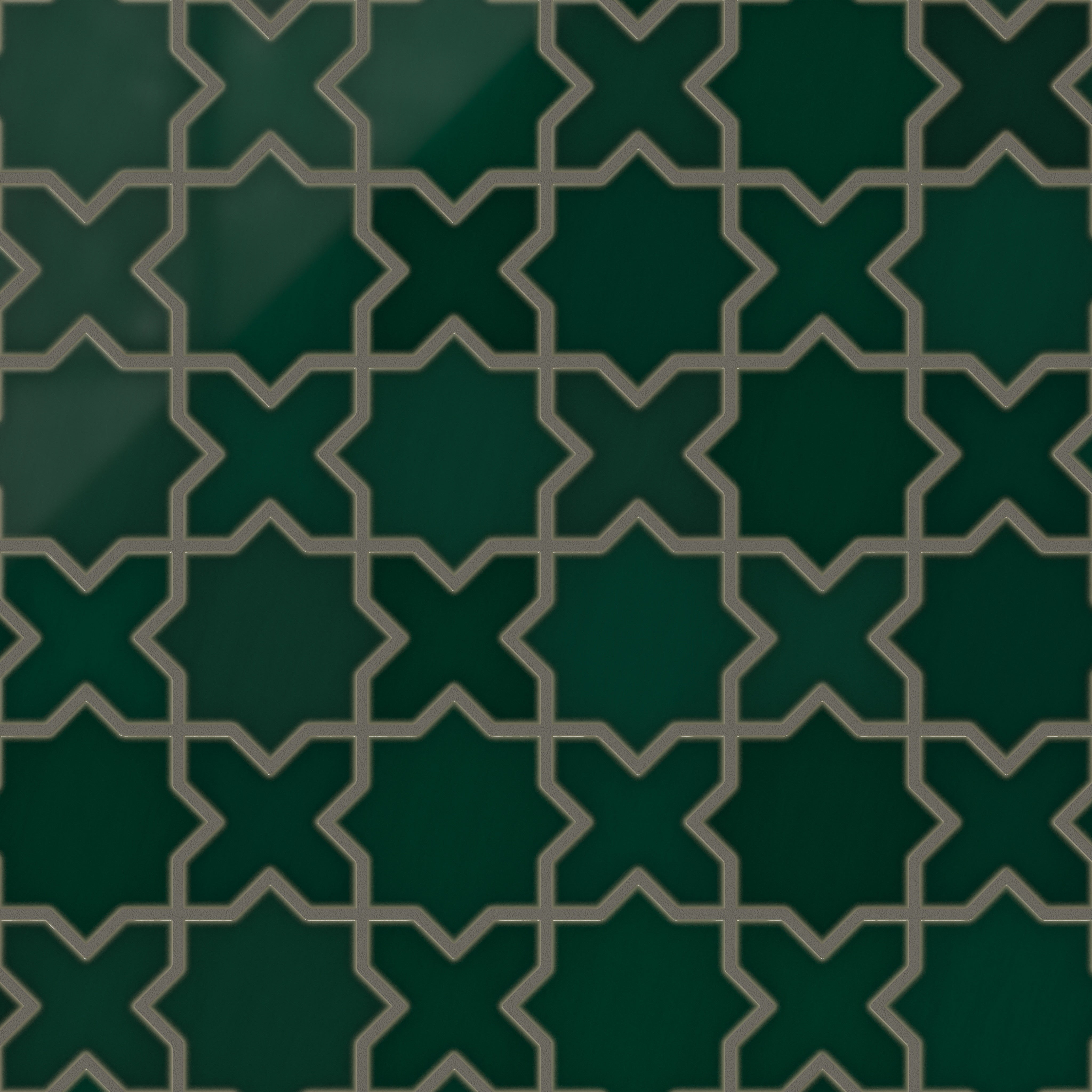 Mini Star & Cross Original Ceramic Tile in Evergreen Gloss