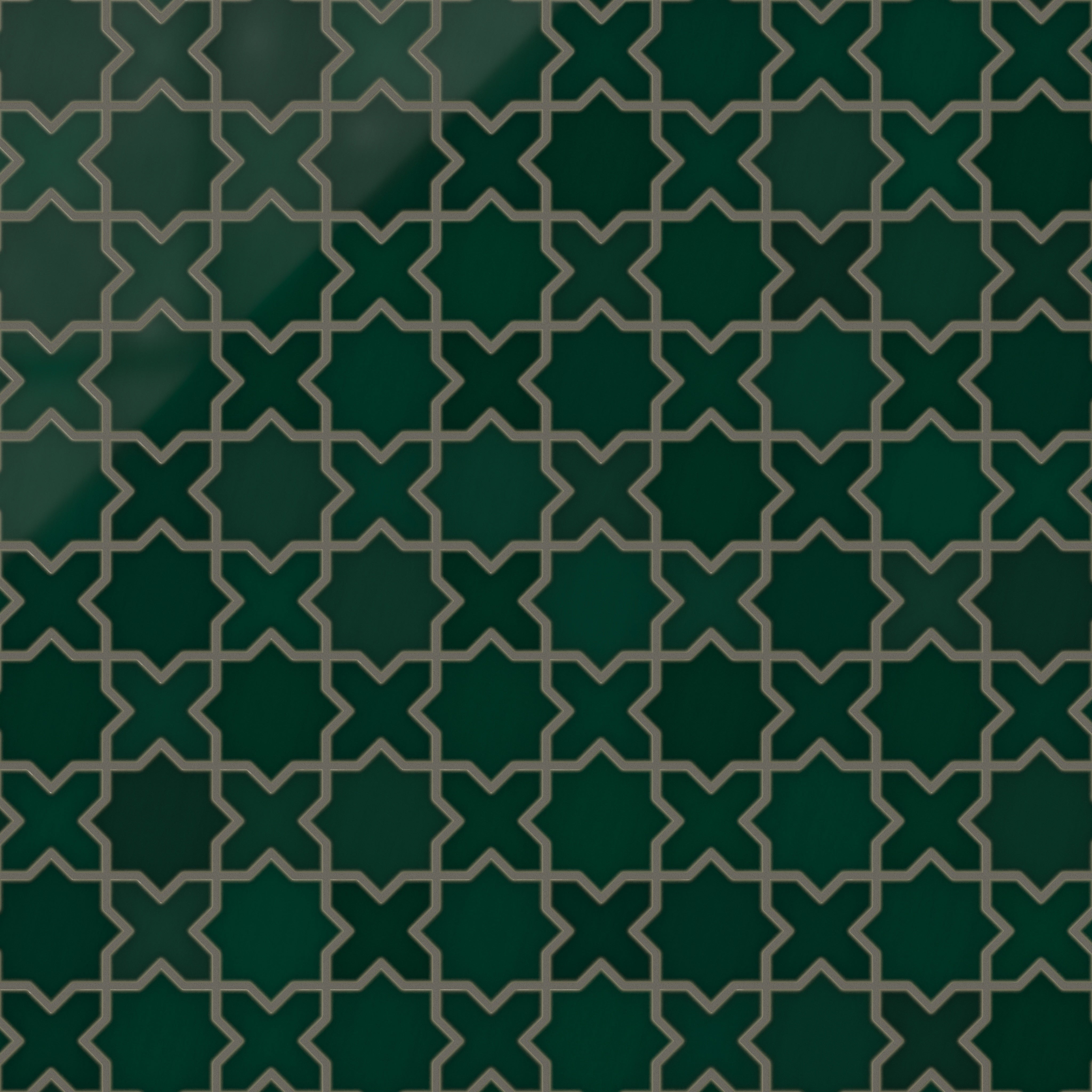 Mini Star & Cross Original Ceramic Tile in Evergreen Gloss