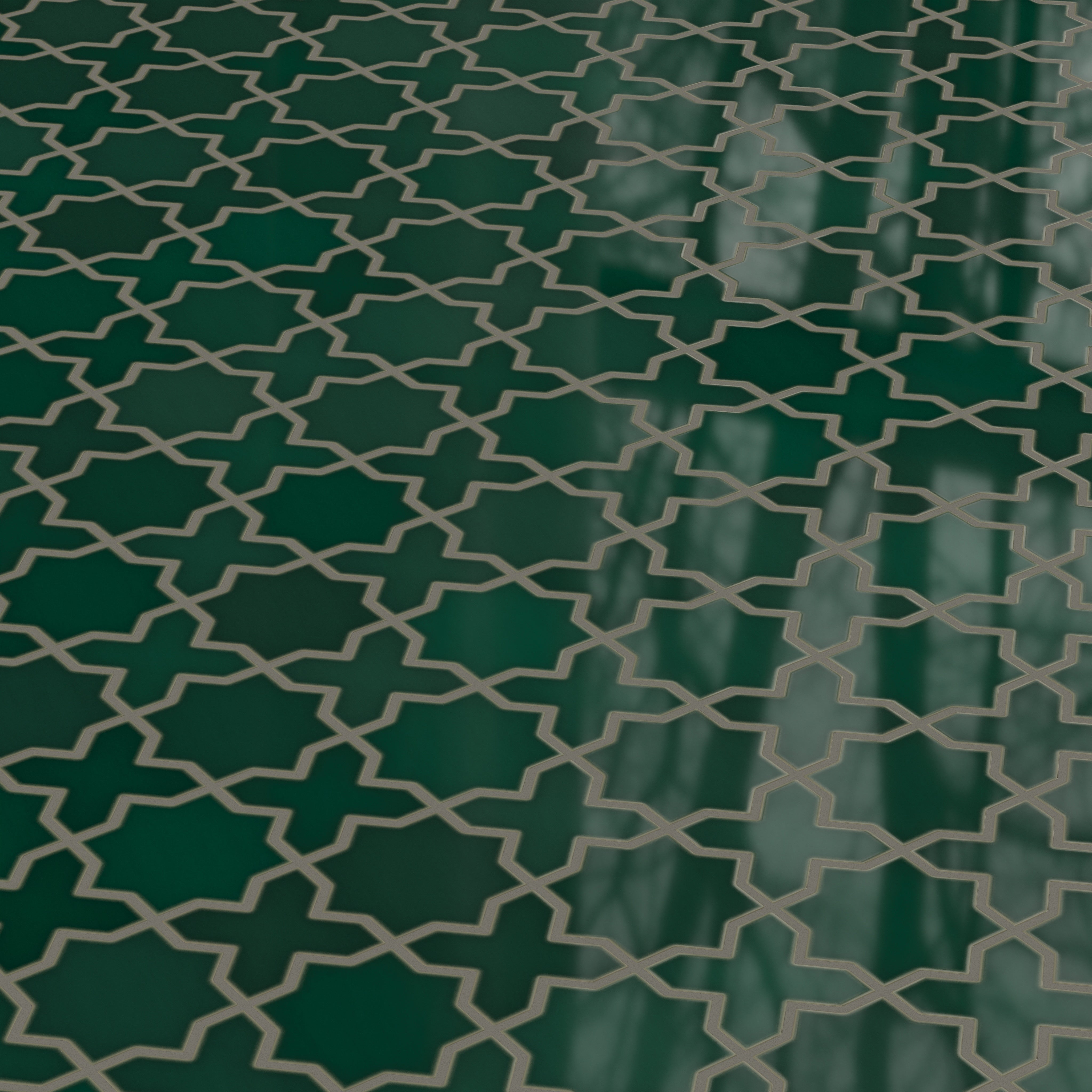 Mini Star & Cross Original Ceramic Tile in Evergreen Gloss