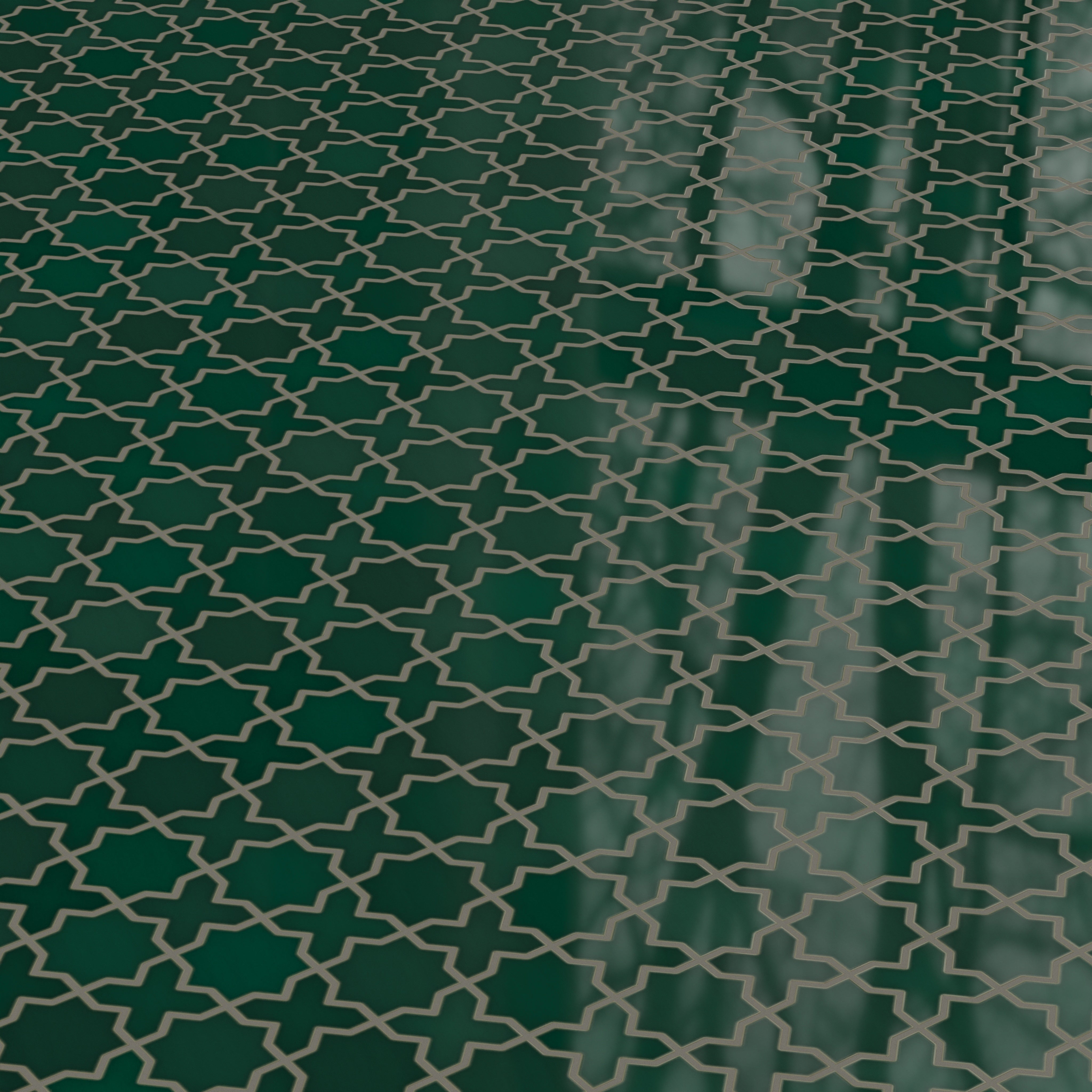 Mini Star & Cross Original Ceramic Tile in Evergreen Gloss