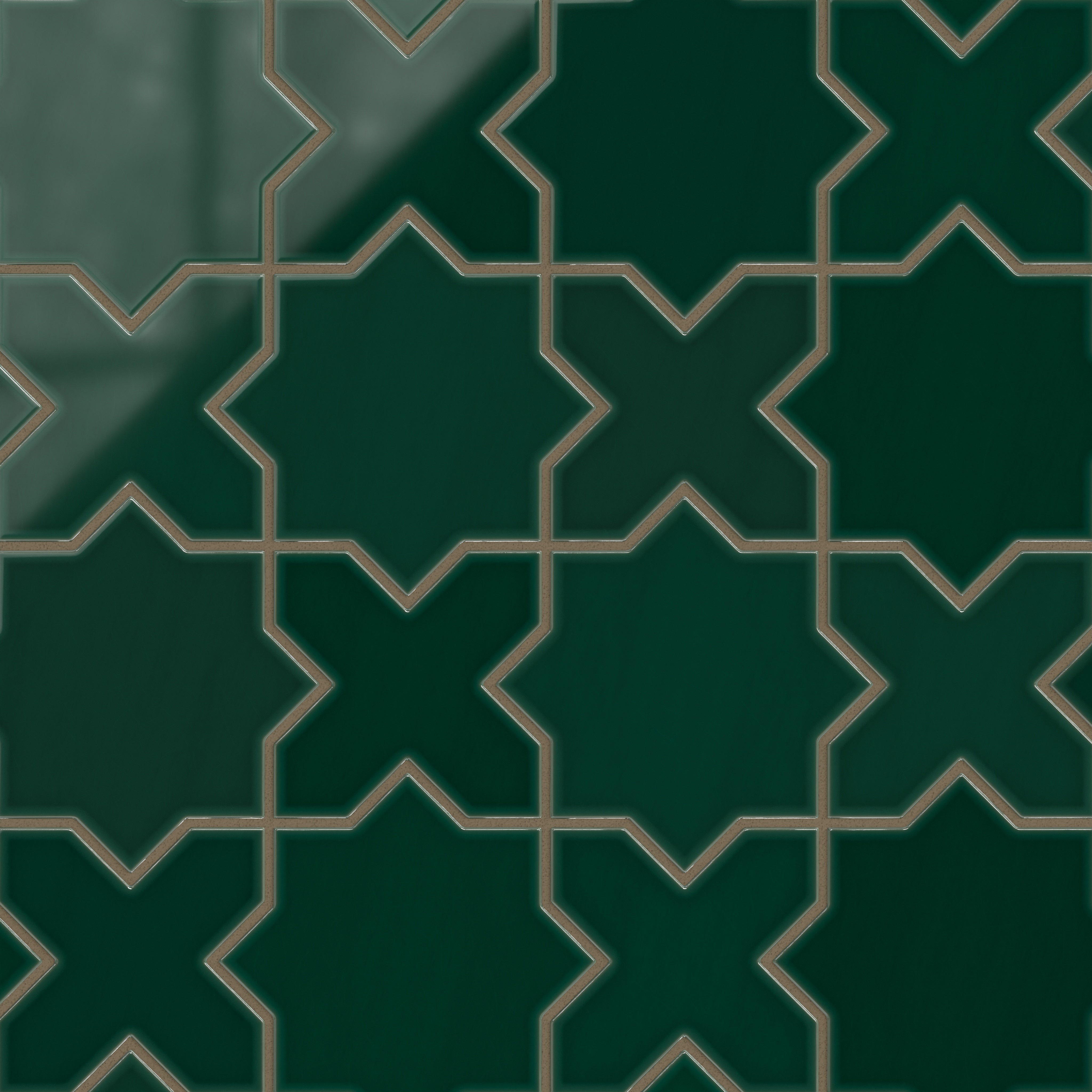 Star & Cross Original Ceramic Tile in Evergreen Gloss