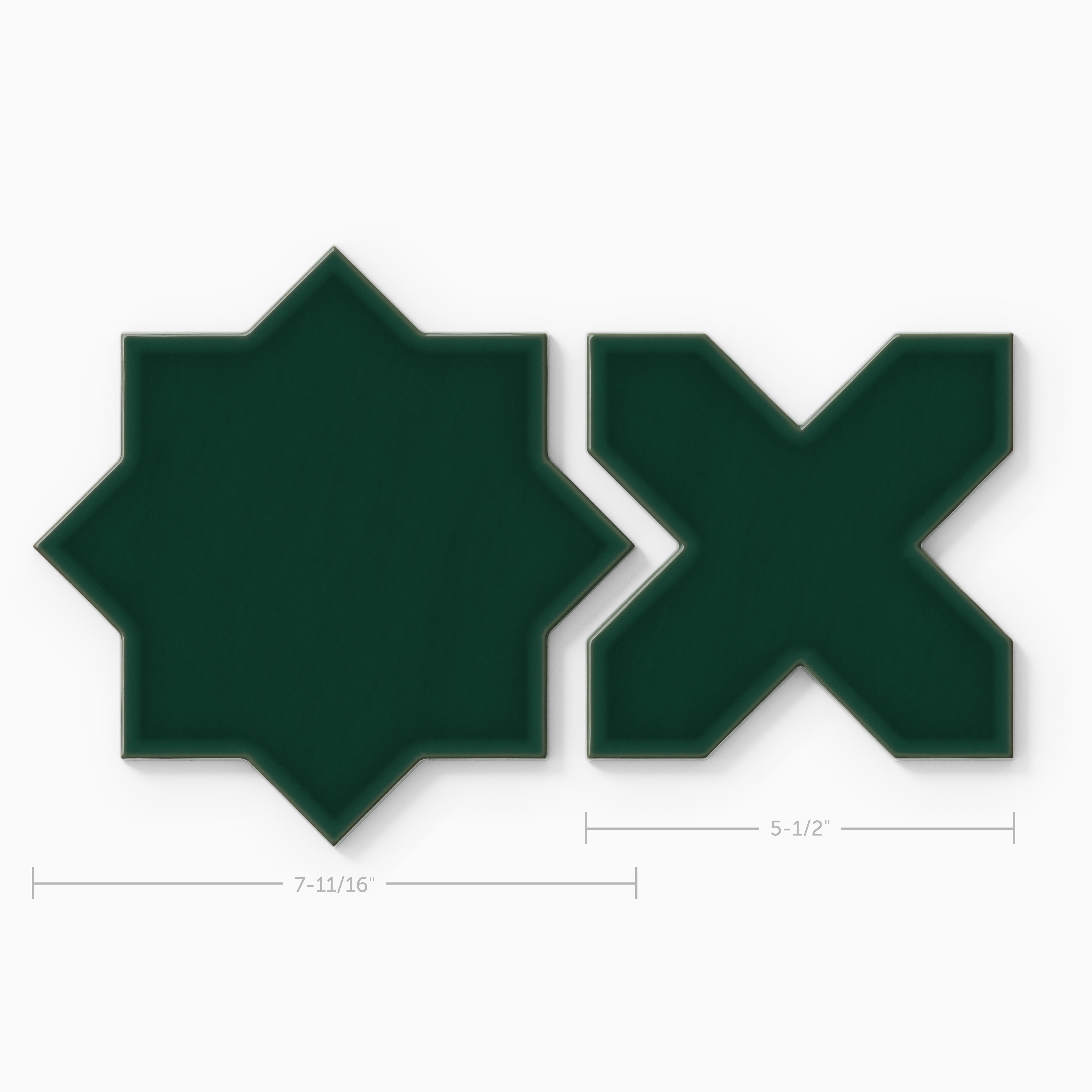 Star & Cross Original Ceramic Tile in Evergreen Gloss