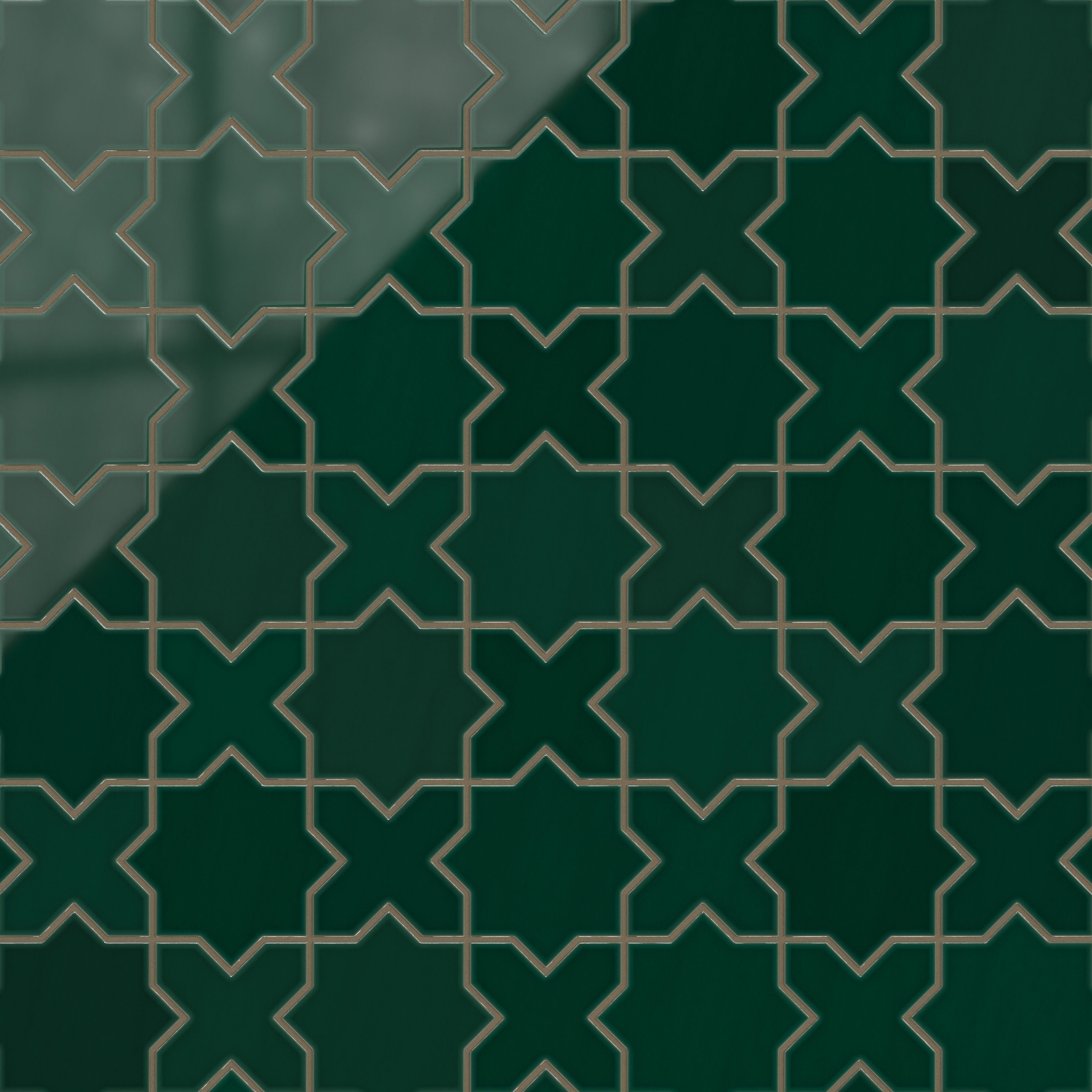 Star & Cross Original Ceramic Tile in Evergreen Gloss