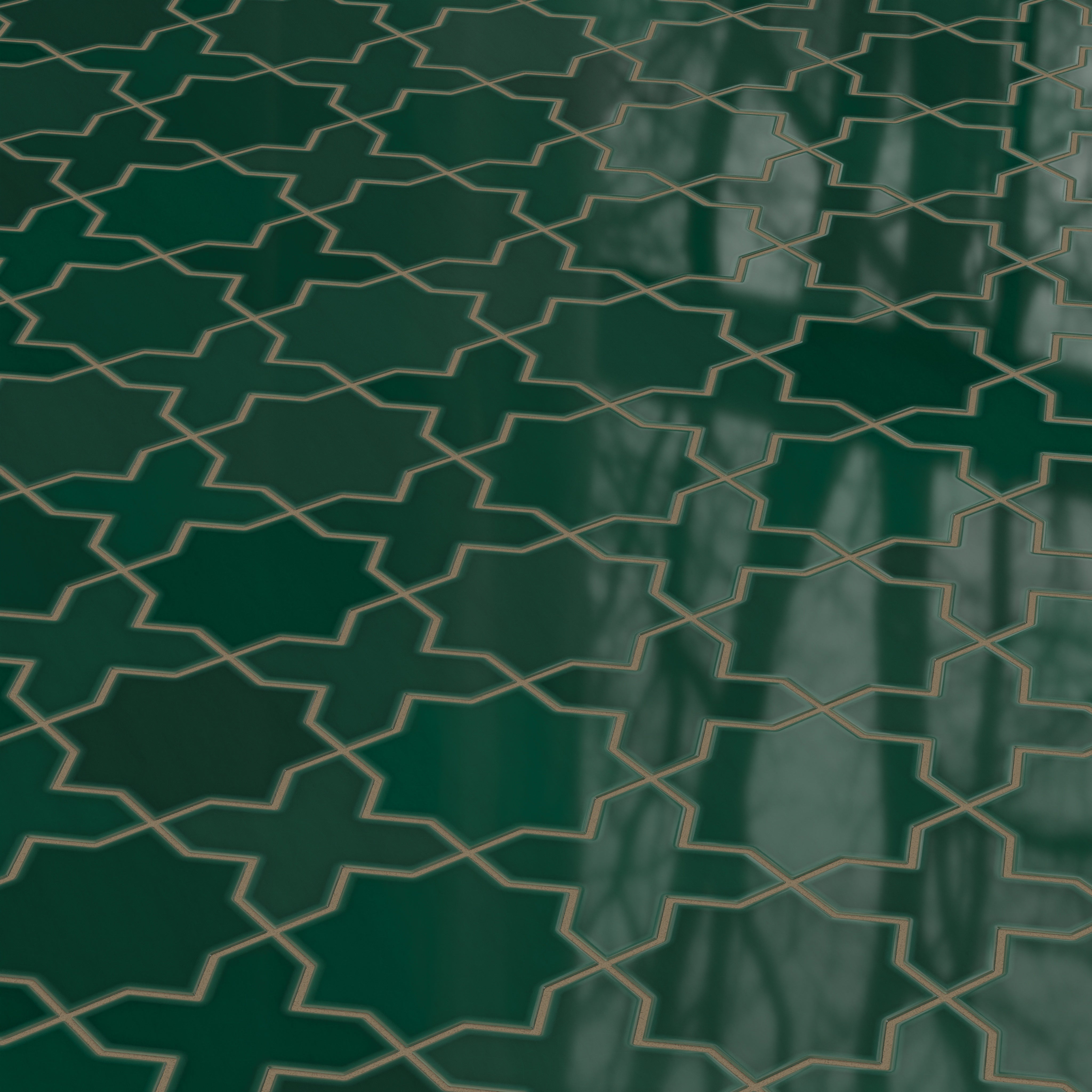 Star & Cross Original Ceramic Tile in Evergreen Gloss