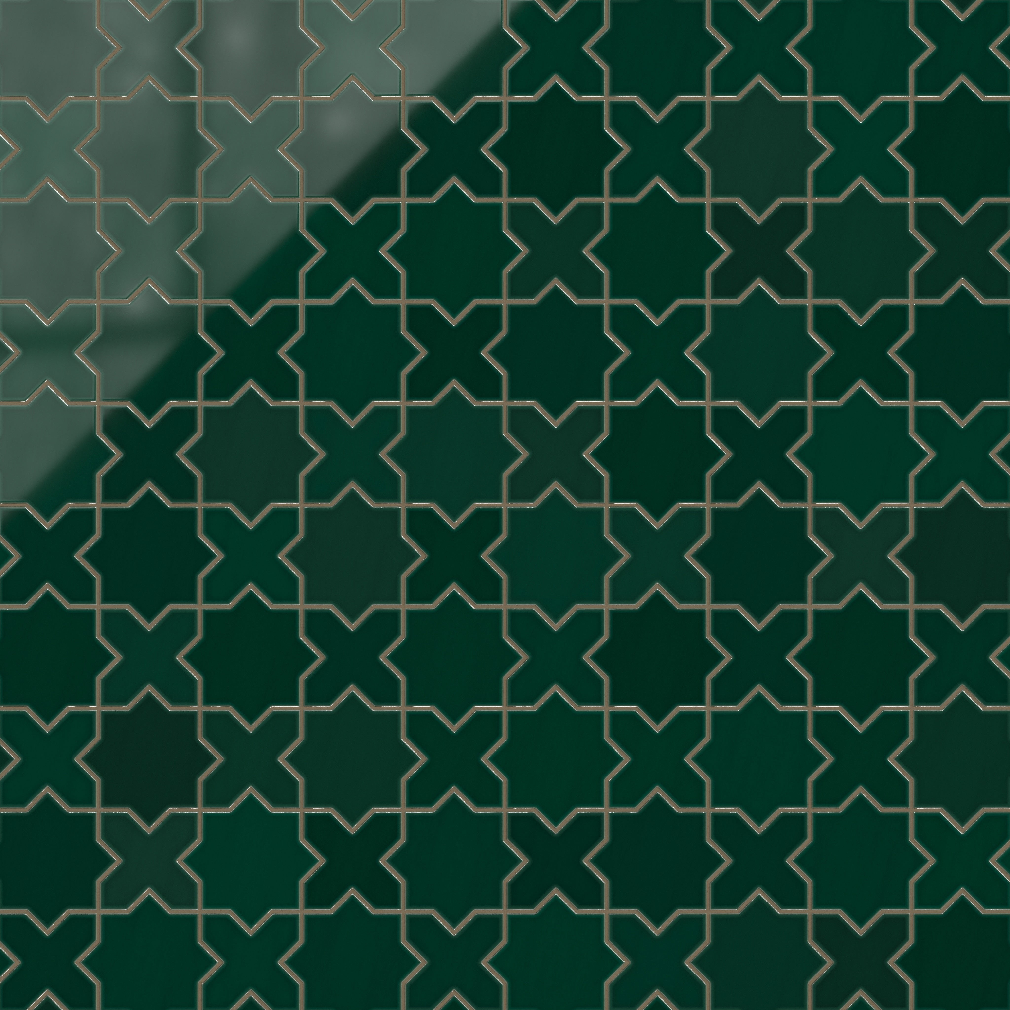 Star & Cross Original Ceramic Tile in Evergreen Gloss