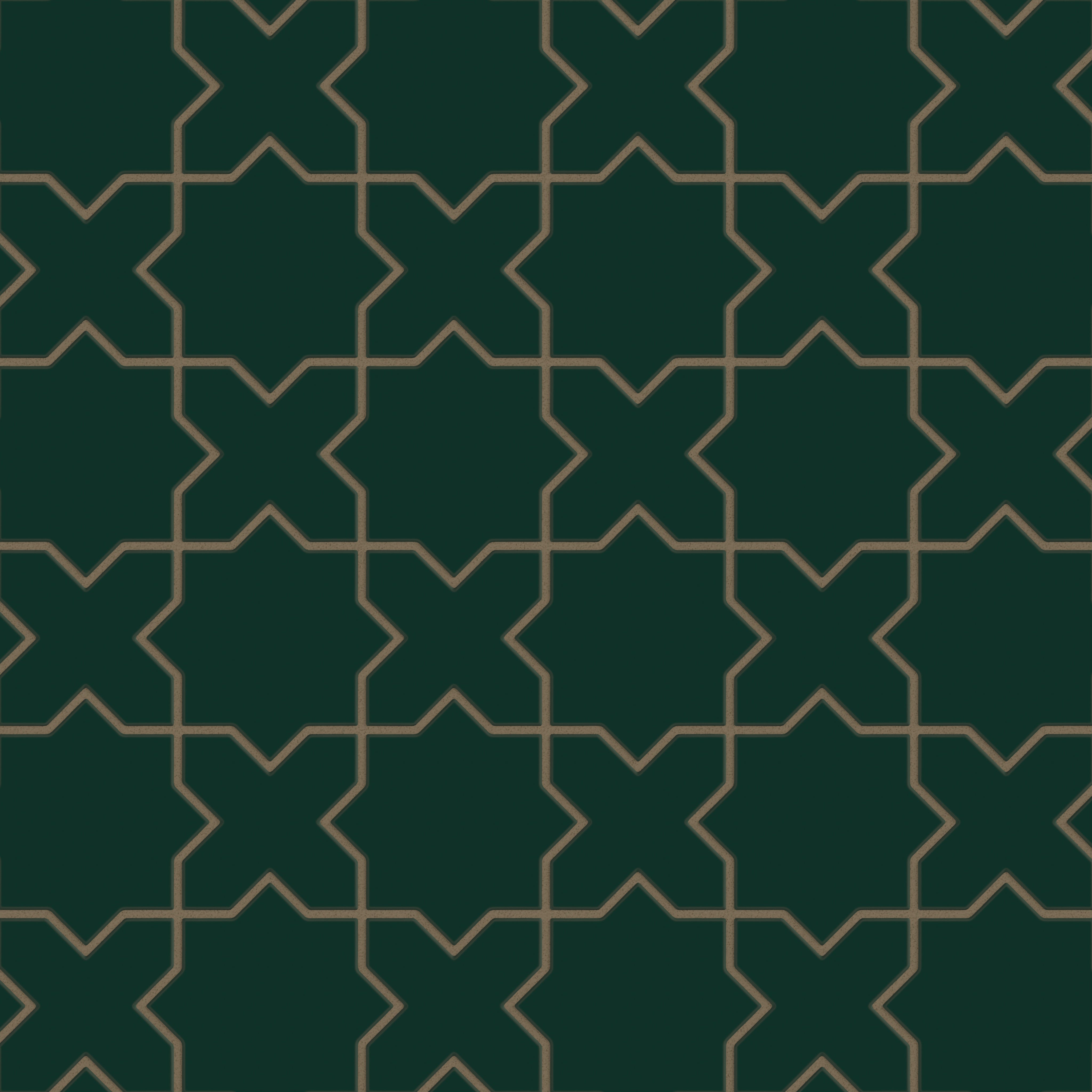 Mini Star & Cross Original Ceramic Tile in Evergreen Matte