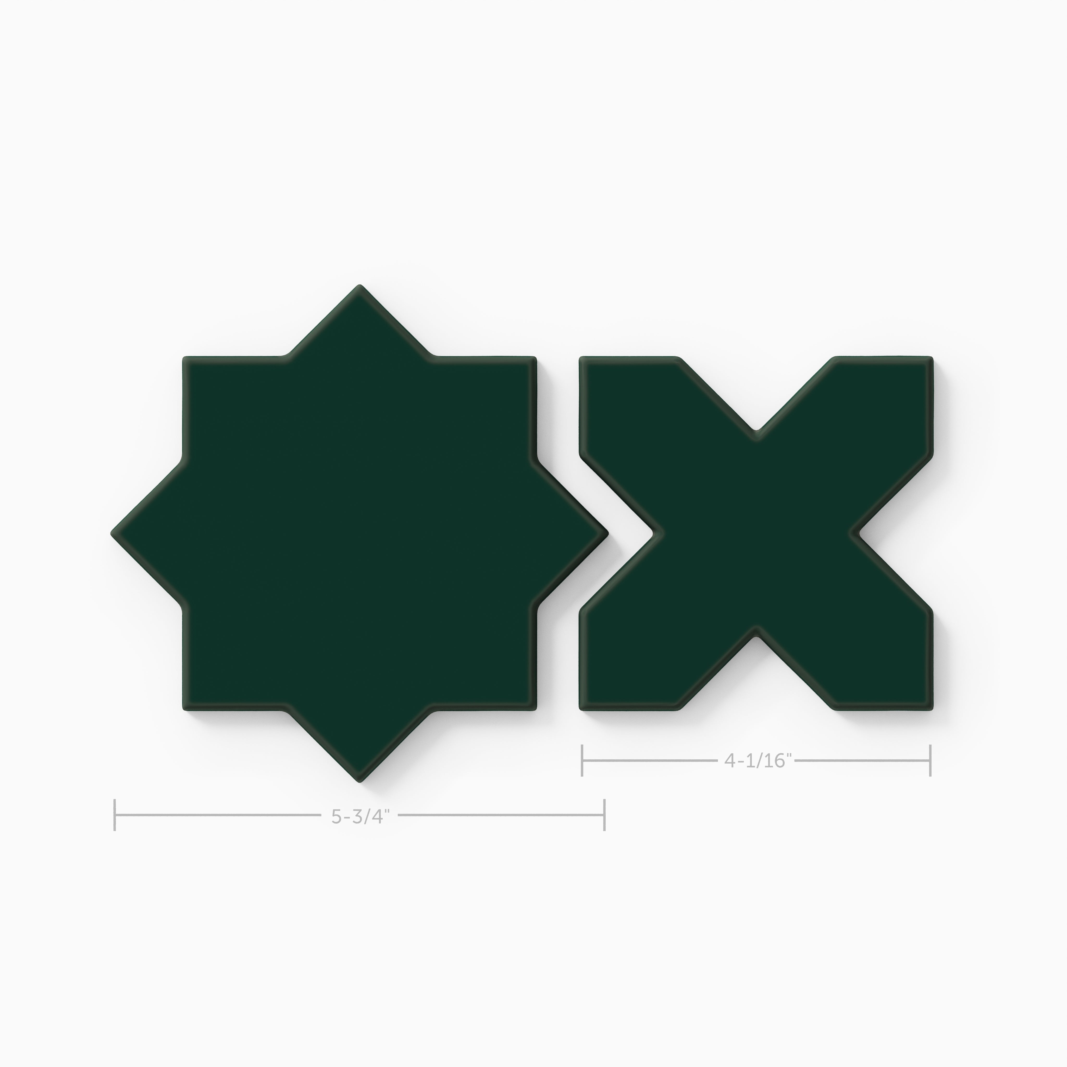 Mini Star & Cross Original Ceramic Tile in Evergreen Matte