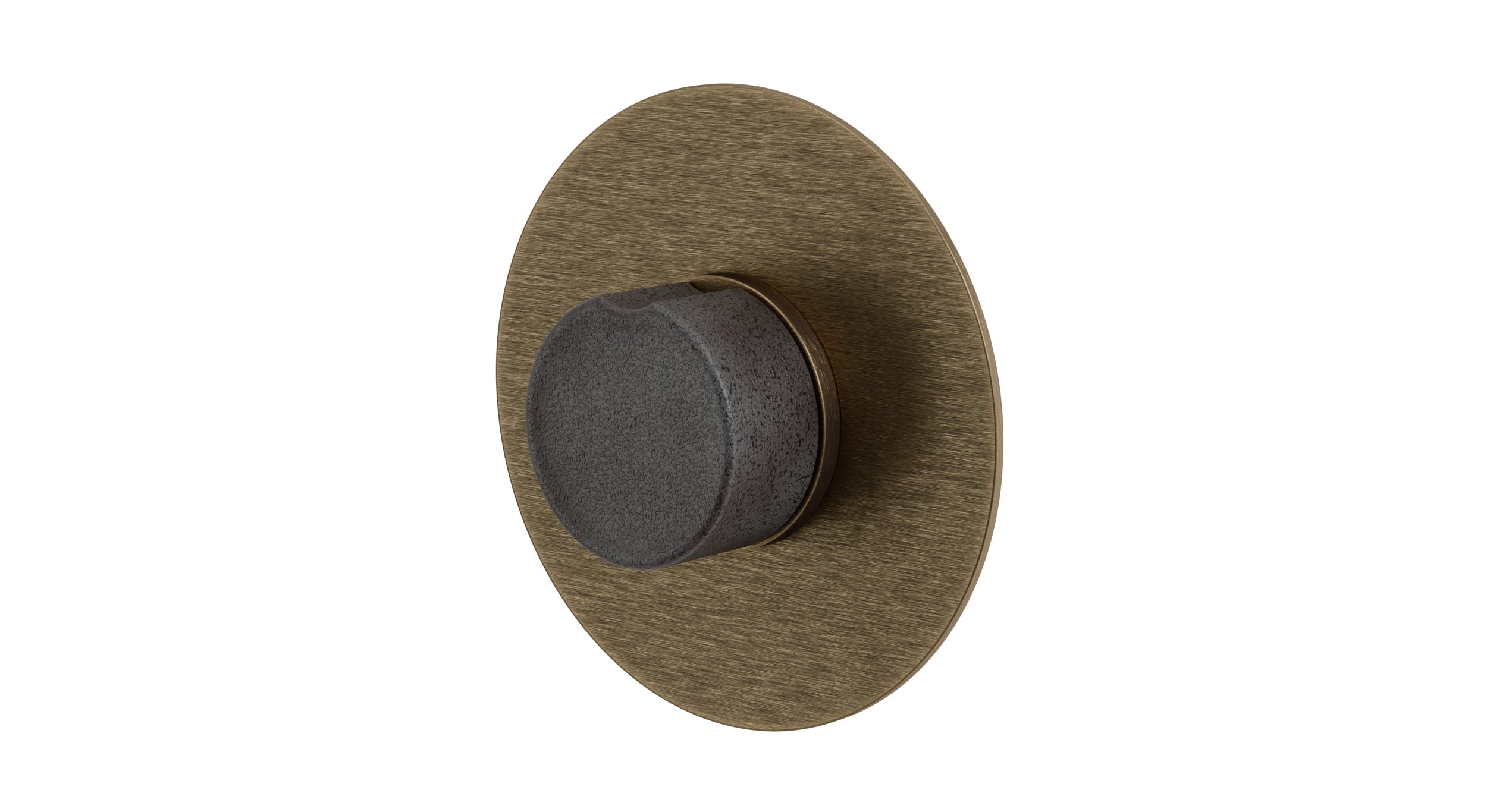 Foundry One Handle Wall Mount Shower Trim with Groove Ceramic Knob Handle in Antique Brass