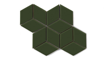 Small Diamond Sheeted - Escher Original Ceramic Mosaic Tile in Hunter Green Matte