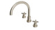 Flatiron Two Handle Deck Mount Gooseneck Bath Trim with Linear Cross Handles in Satin Nickel